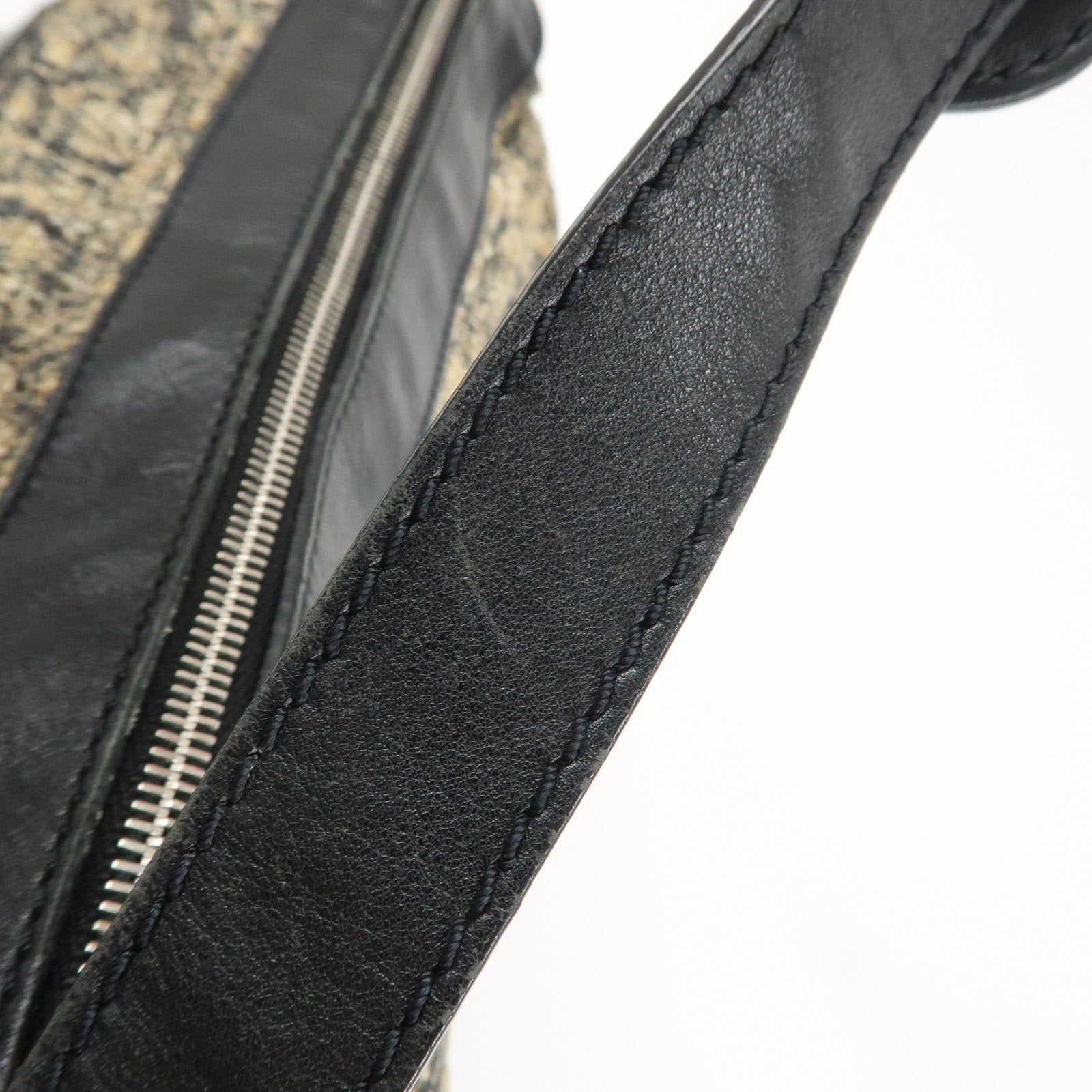 CHANEL COCO Mark Lamb Skin Tweed Shoulder Bag Hand Bag Black Silver HDW Used