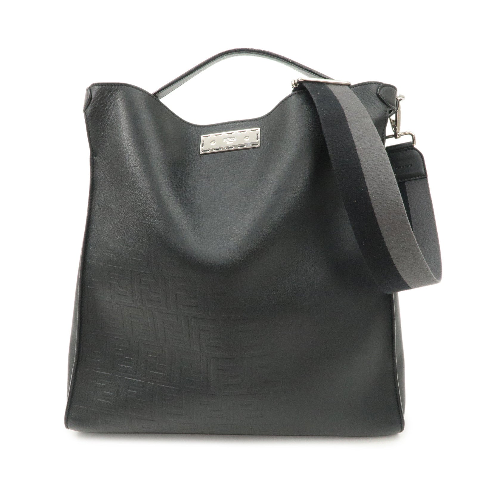 FENDI Peekaboo X-lite Fit Leather 2Way Bag Hand Bag Black Used