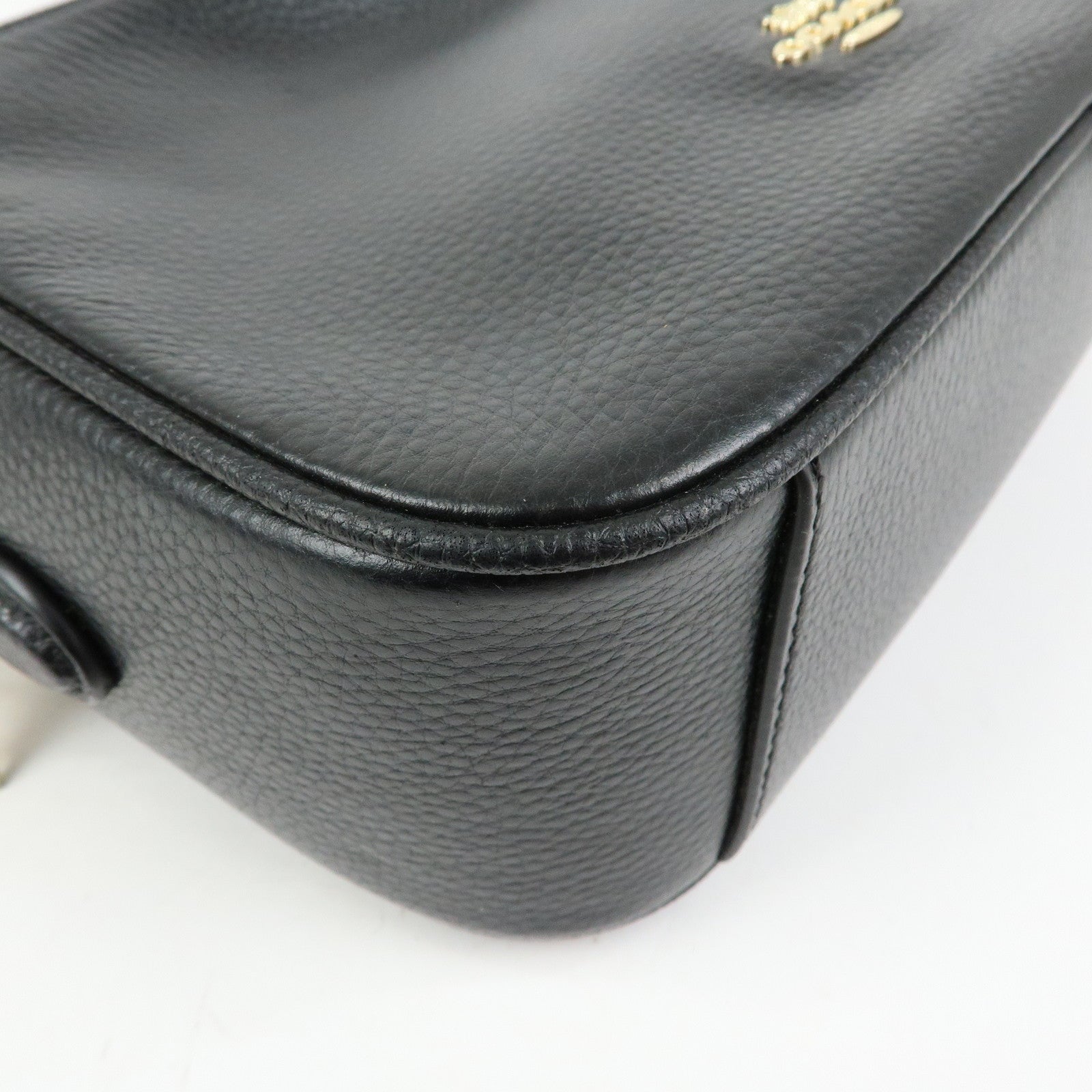 COACH Logo Leather Shoulder Crossbody Bag Black