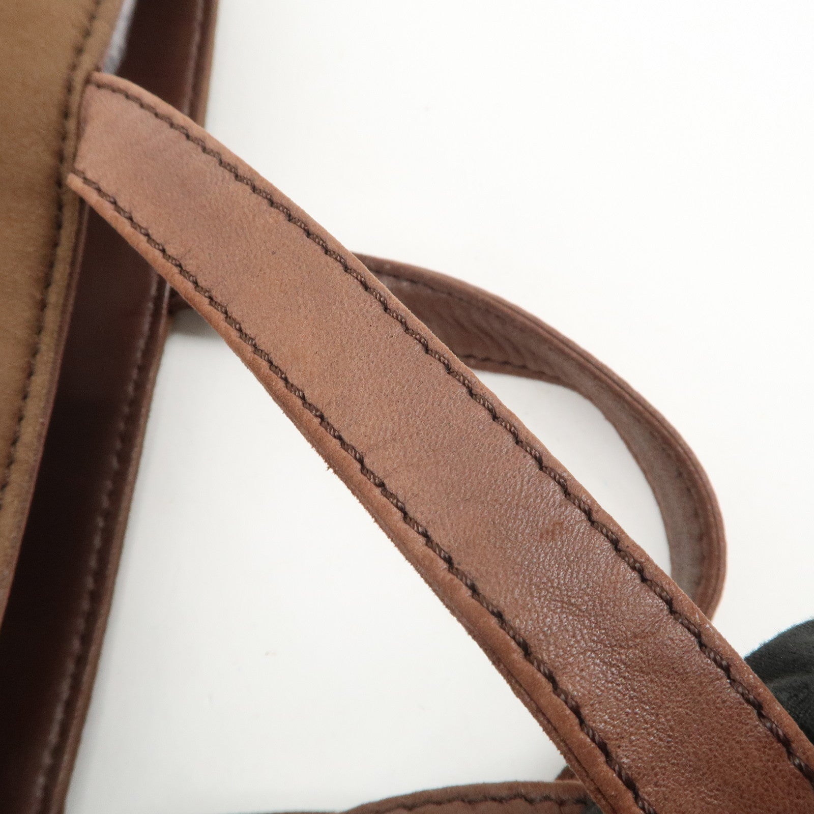 LOEWE Anagram Suede Tote Bag Hand Bag Brown