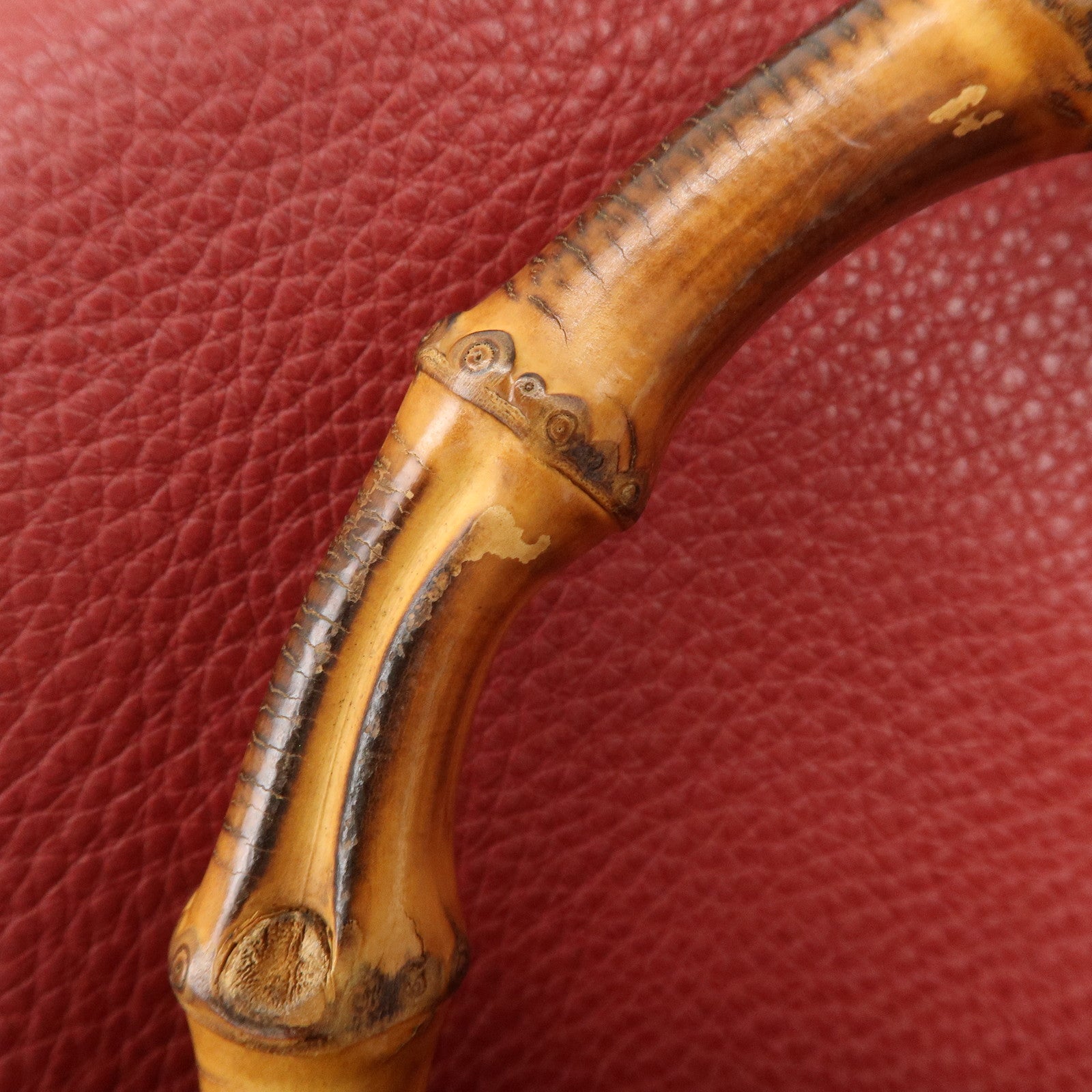 GUCCI Bamboo Shopper Medium 2Way Shoulder Hand Bag Red 323660