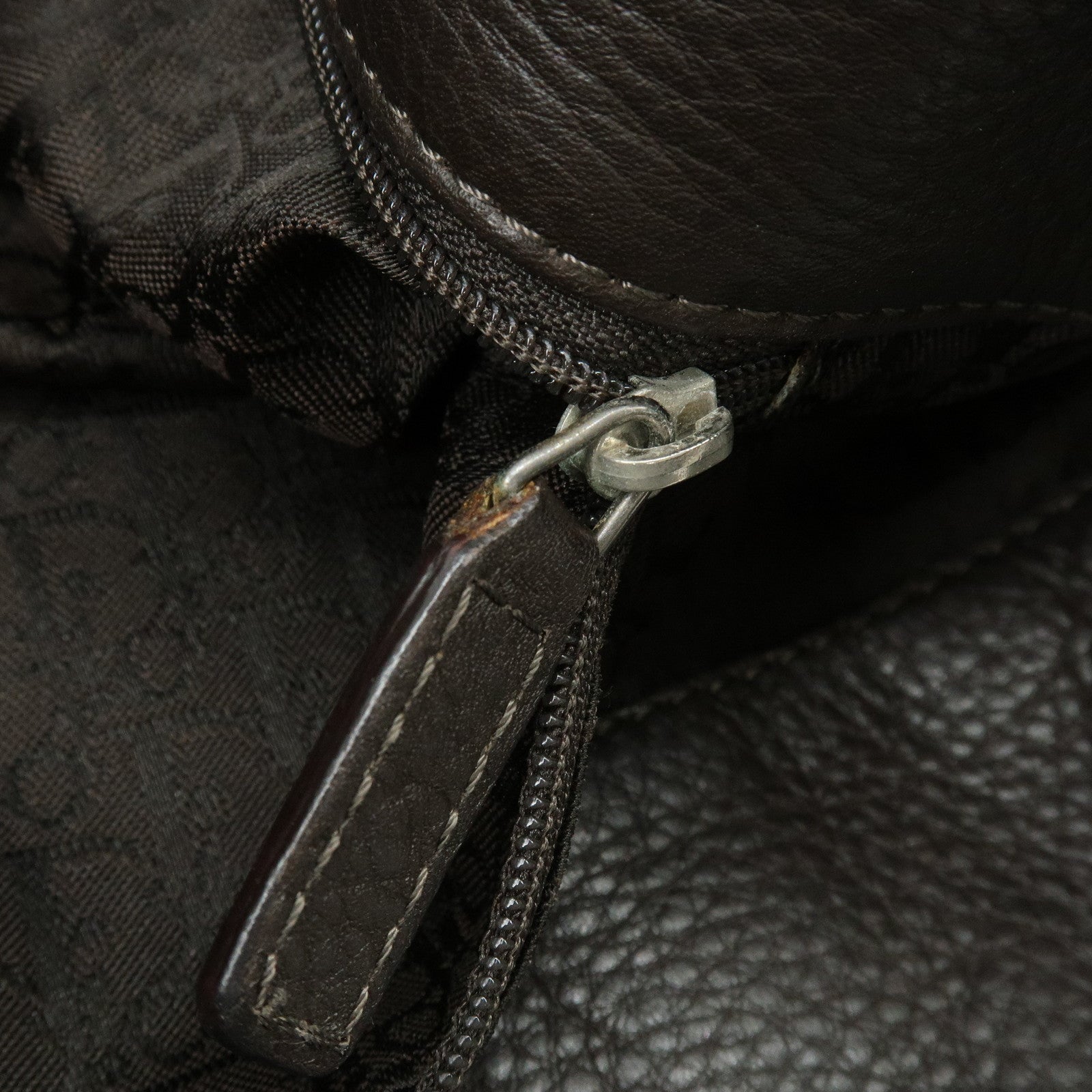 Christian Dior Leather Shoulder Bag Ethnic Heart Tassel Charm Brown
