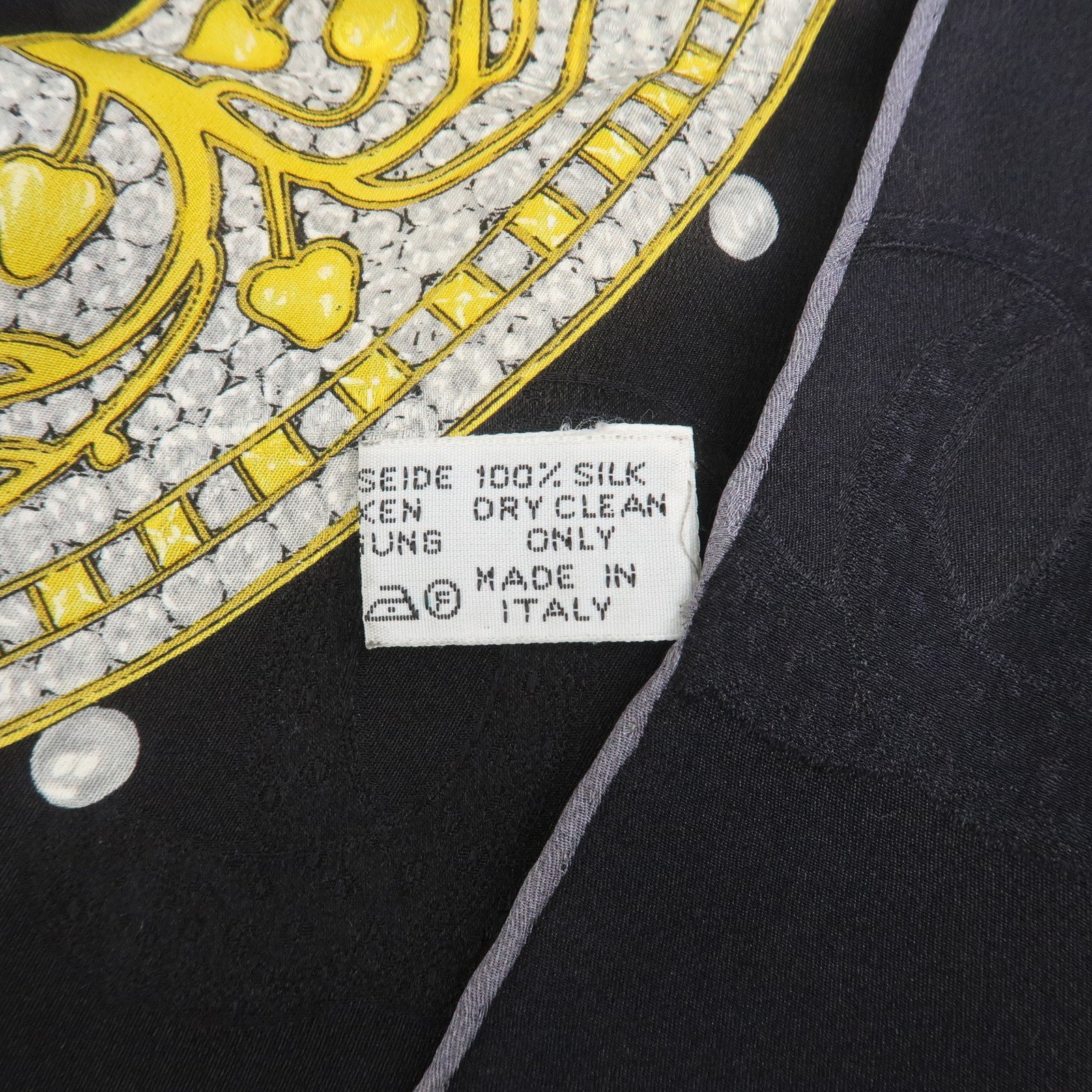 Cartier Must de Cartier Silk 100% Scarf Bijou Pattern Black Yellow