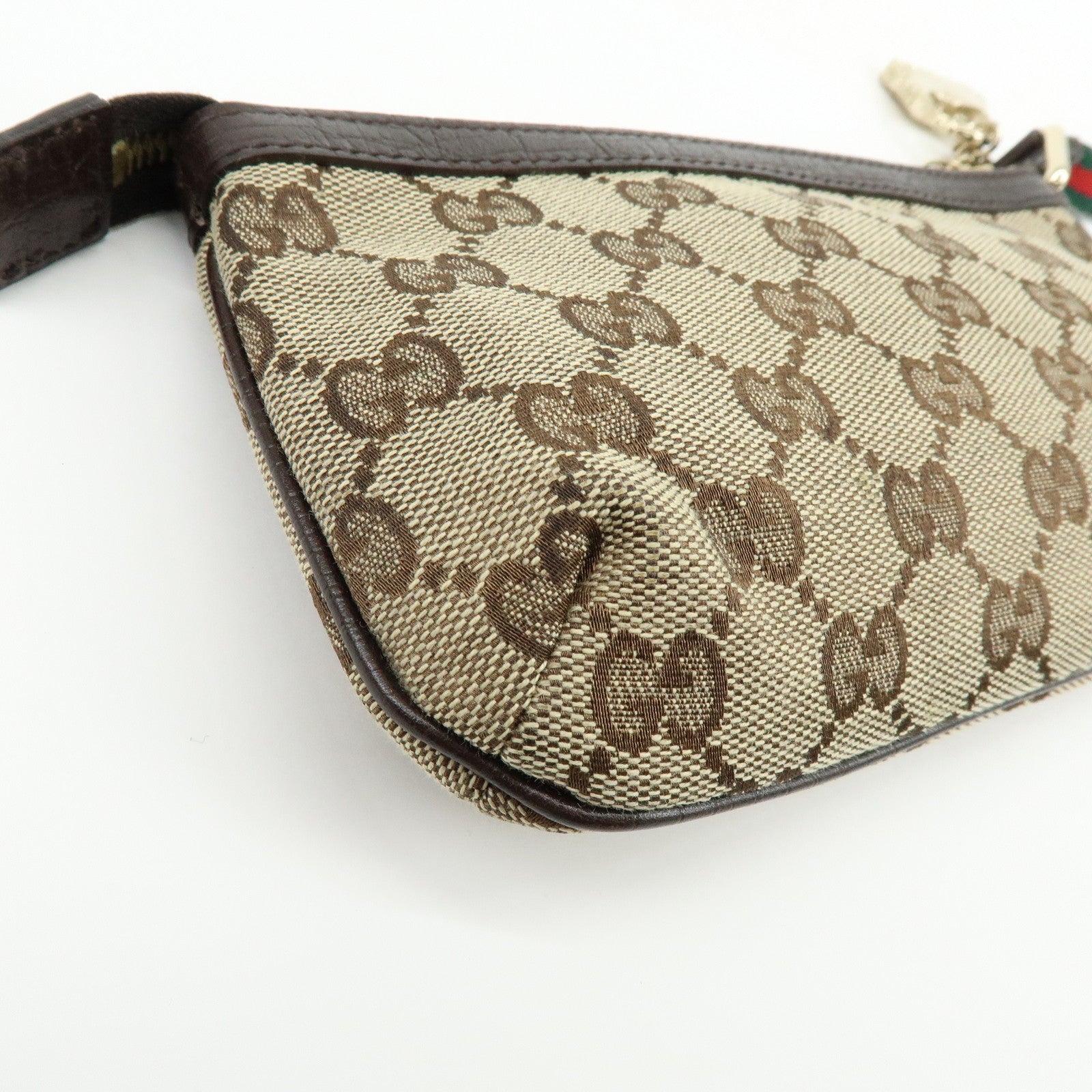GUCCI Sherry GG Canvas Leather Pouch Jackie Charm Beige 152507