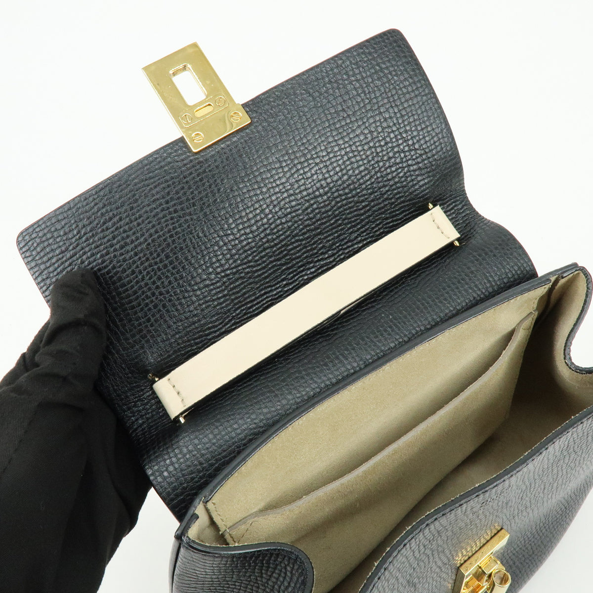 Chloe Drew Leather Shoulder Bag Crossbody Bag Black Ivory