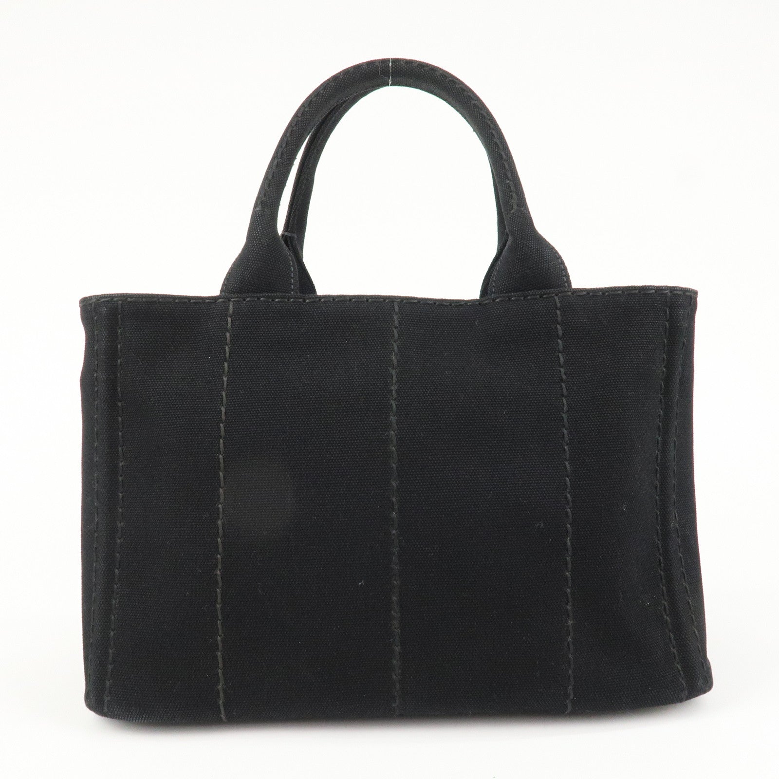 PRADA Canapa Mini Canvas 2Way Bag Hand Bag Shoulder Bag Black 1BG439 Used