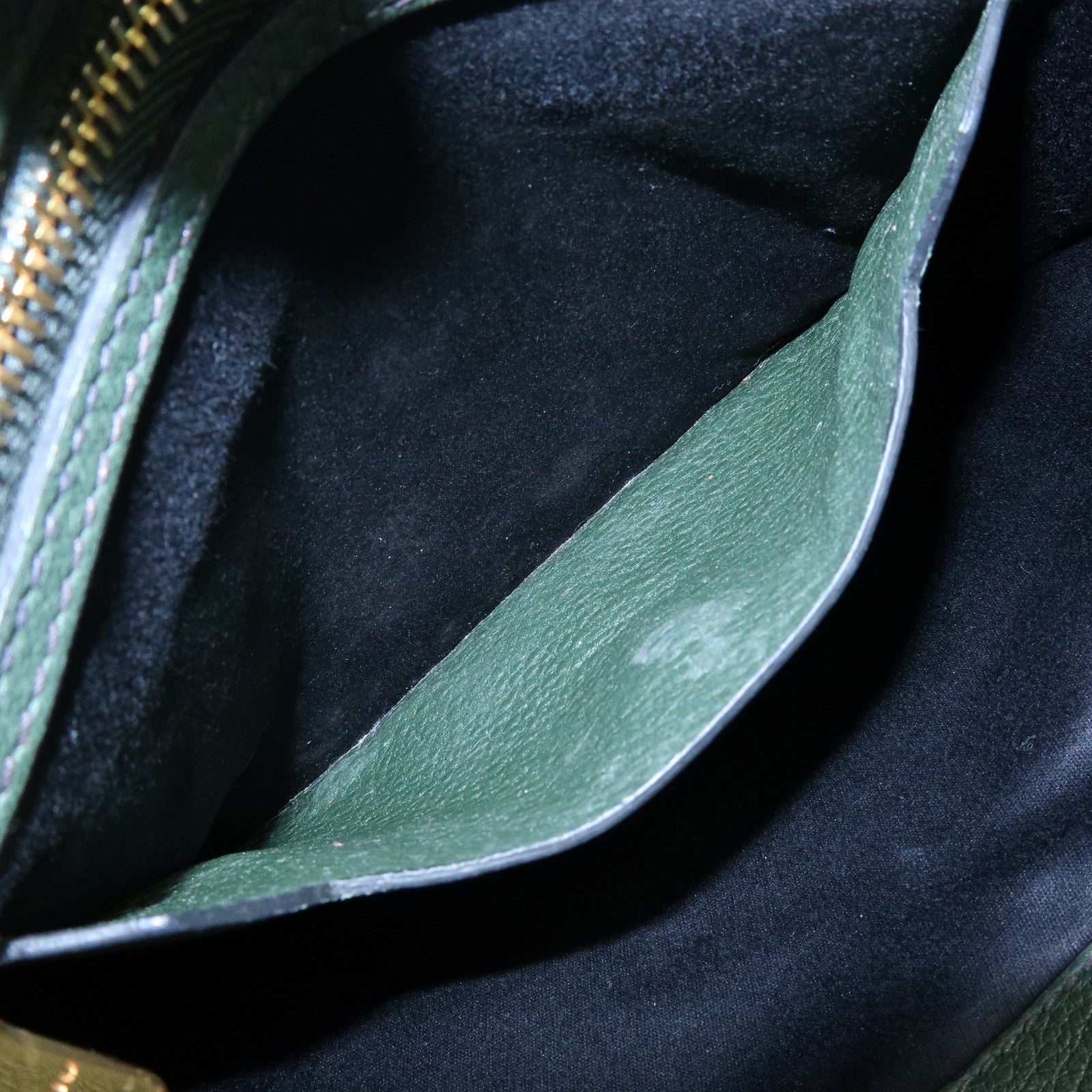 MIU MIU Logo Leather Tote Bag Shoulder Bag Hand Bag Moss Green