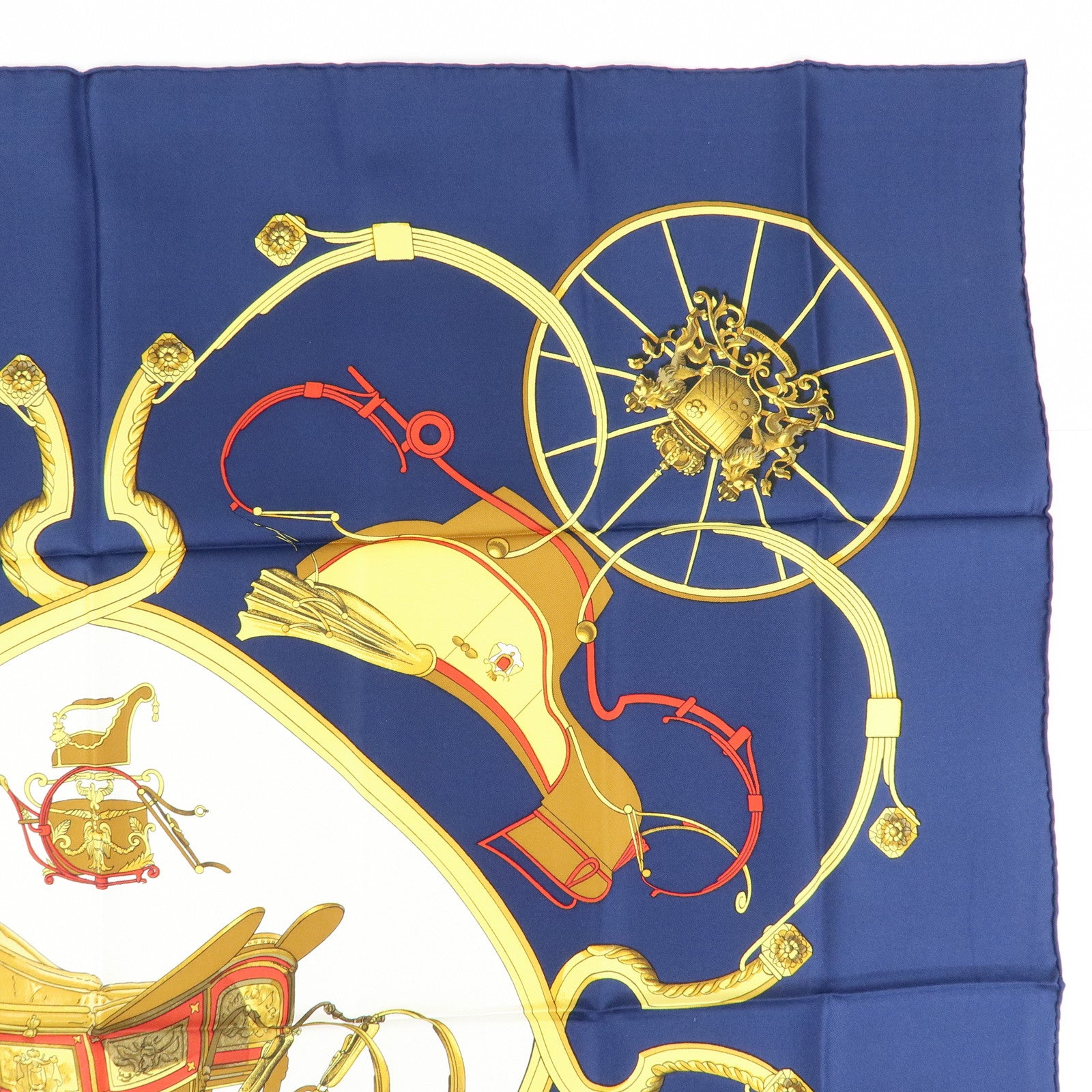 HERMES Carre 90 Silk 100% Scarf SPRINGS Navy Red Yellow White
