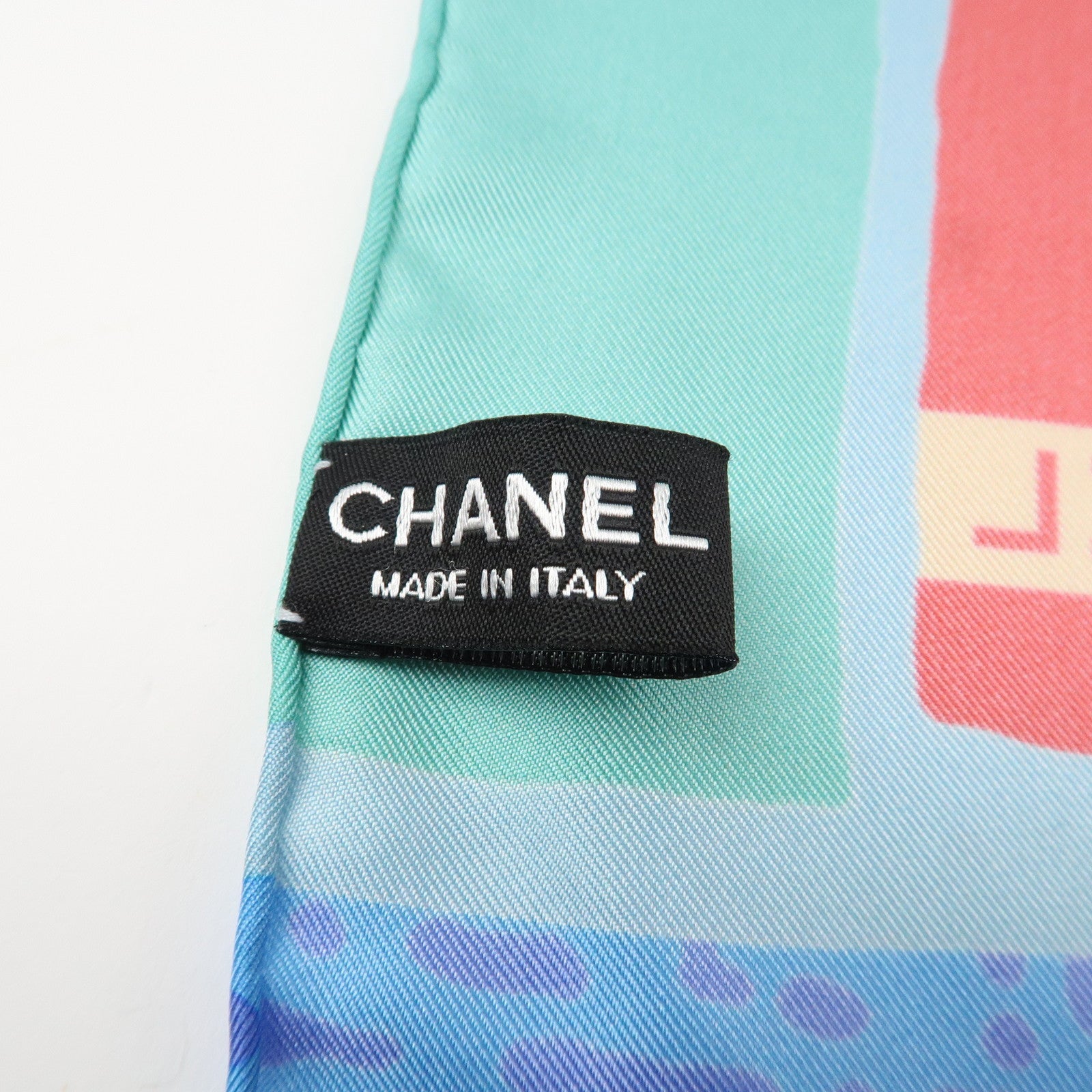 CHANEL COCO Mark Silk 100% Scarf Multi Color Used