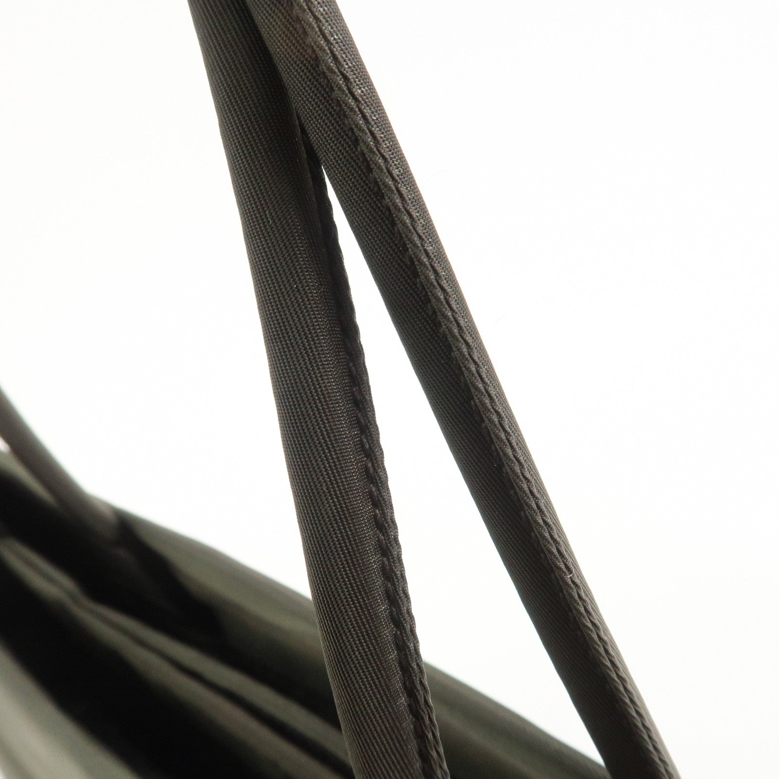 PRADA Triangle Logo Nylon Tote Bag Hand Bag Brown