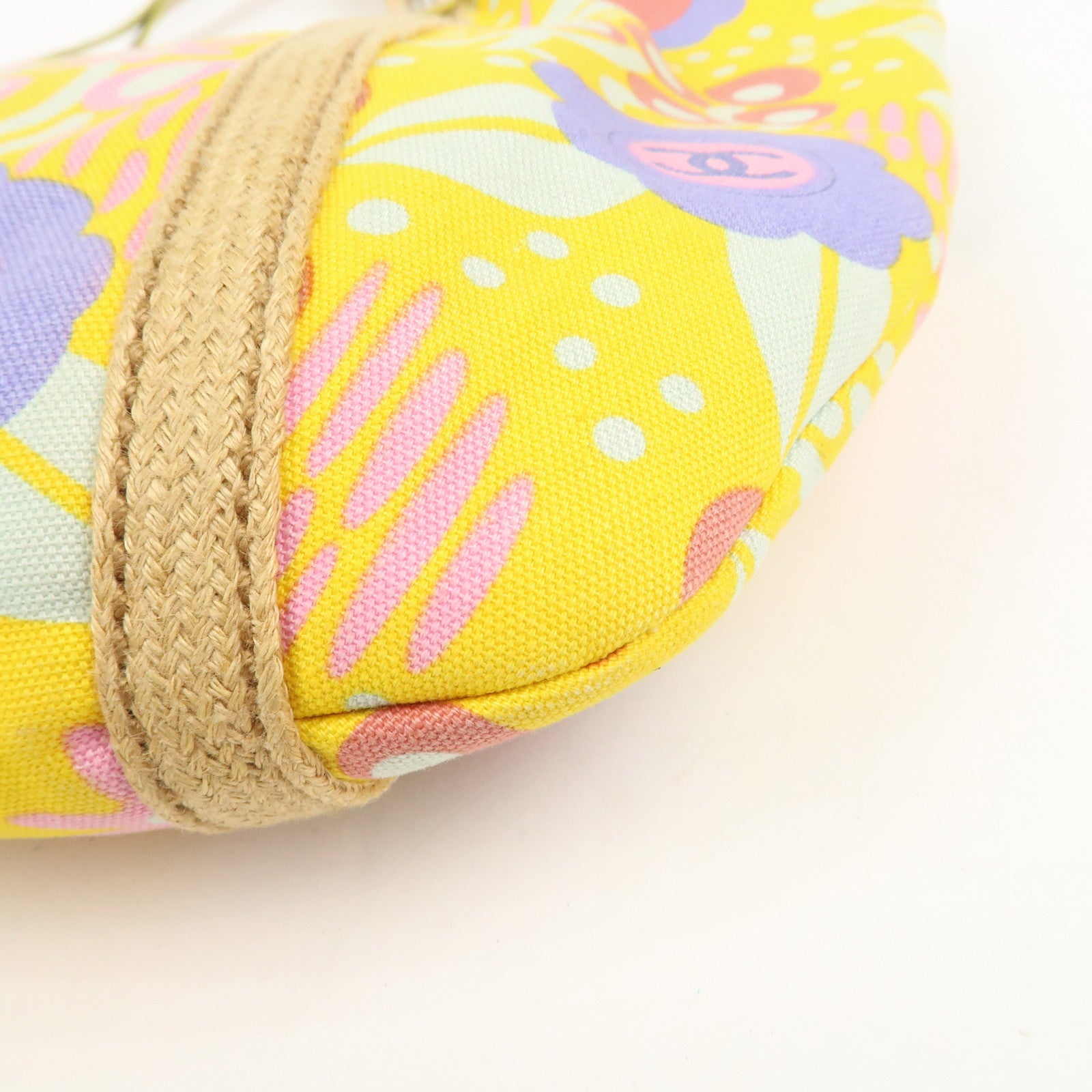 CHANEL Canvas High Summer Flower Tote Bag Shoulder Bag Yellow