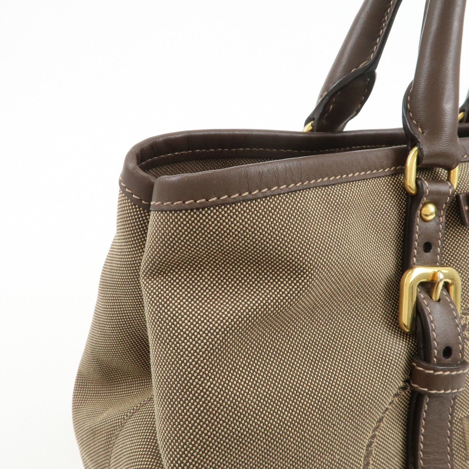 PRADA Jaguard Canvas Leather 2Way Tote Bag Shoulder Bag BN1841