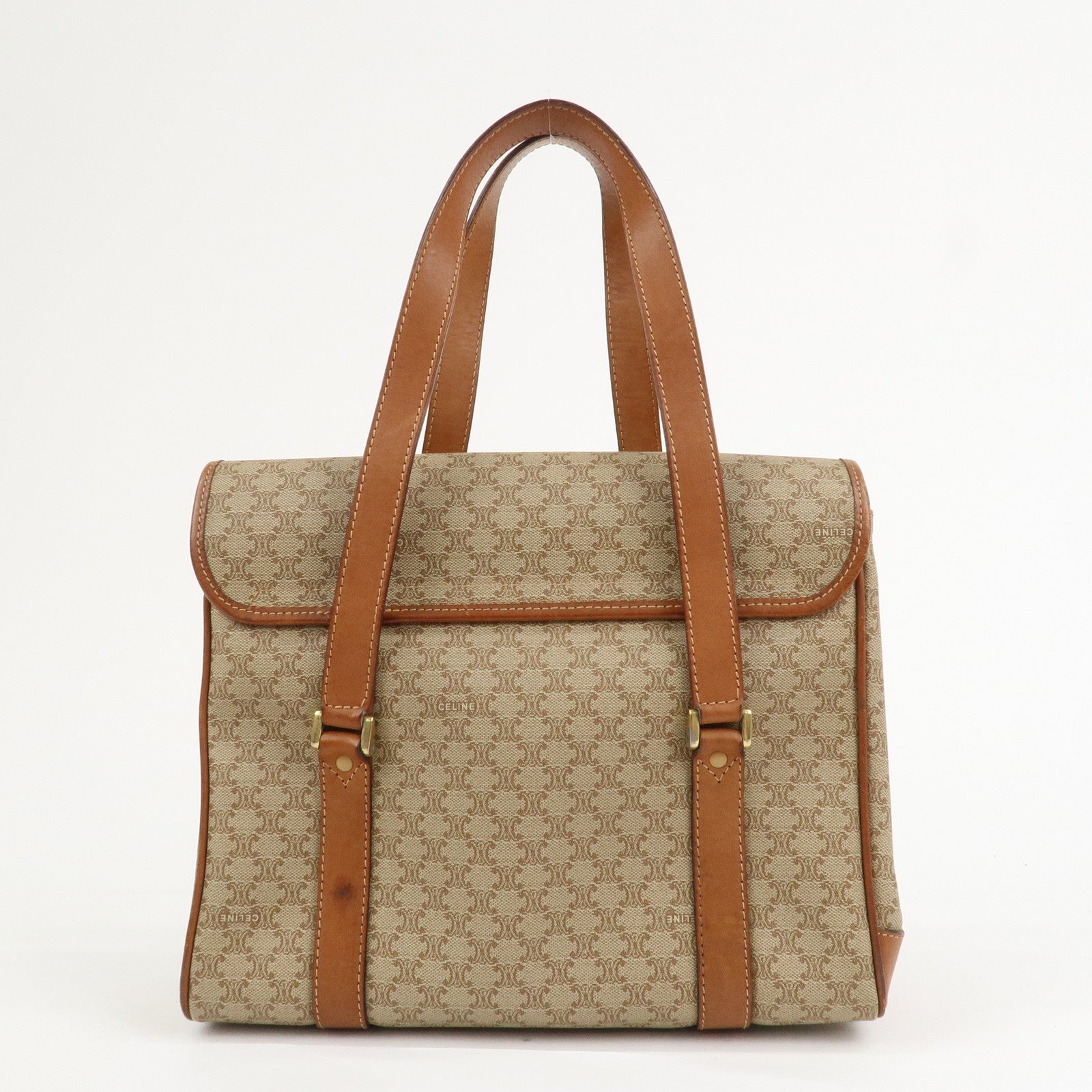 CELINE Macadam PVC Leather Hand Bag Shoulder Bag Brown