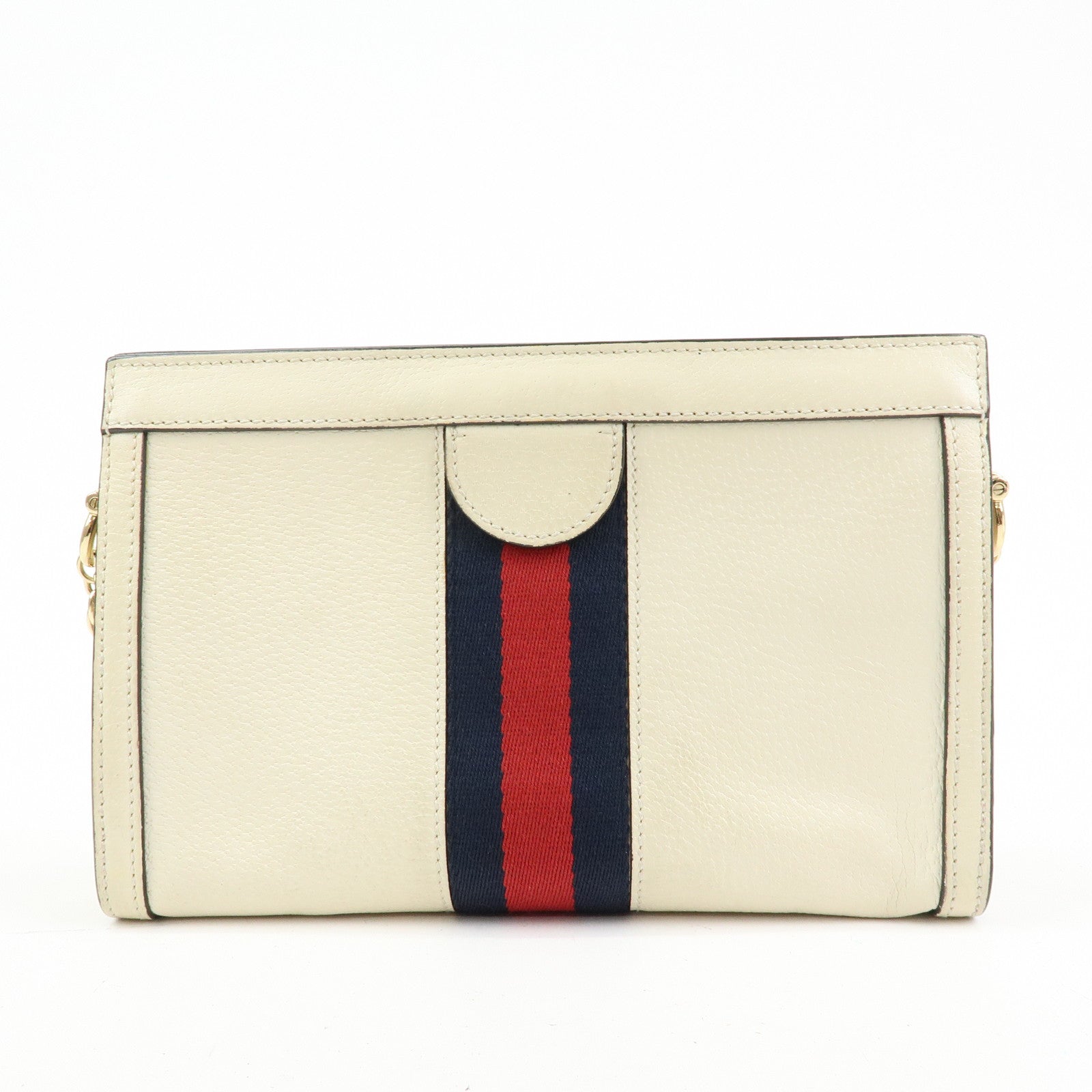 GUCCI Ophidia Sherry Leather Shoulder Bag Cutch Bag Ivory 503877