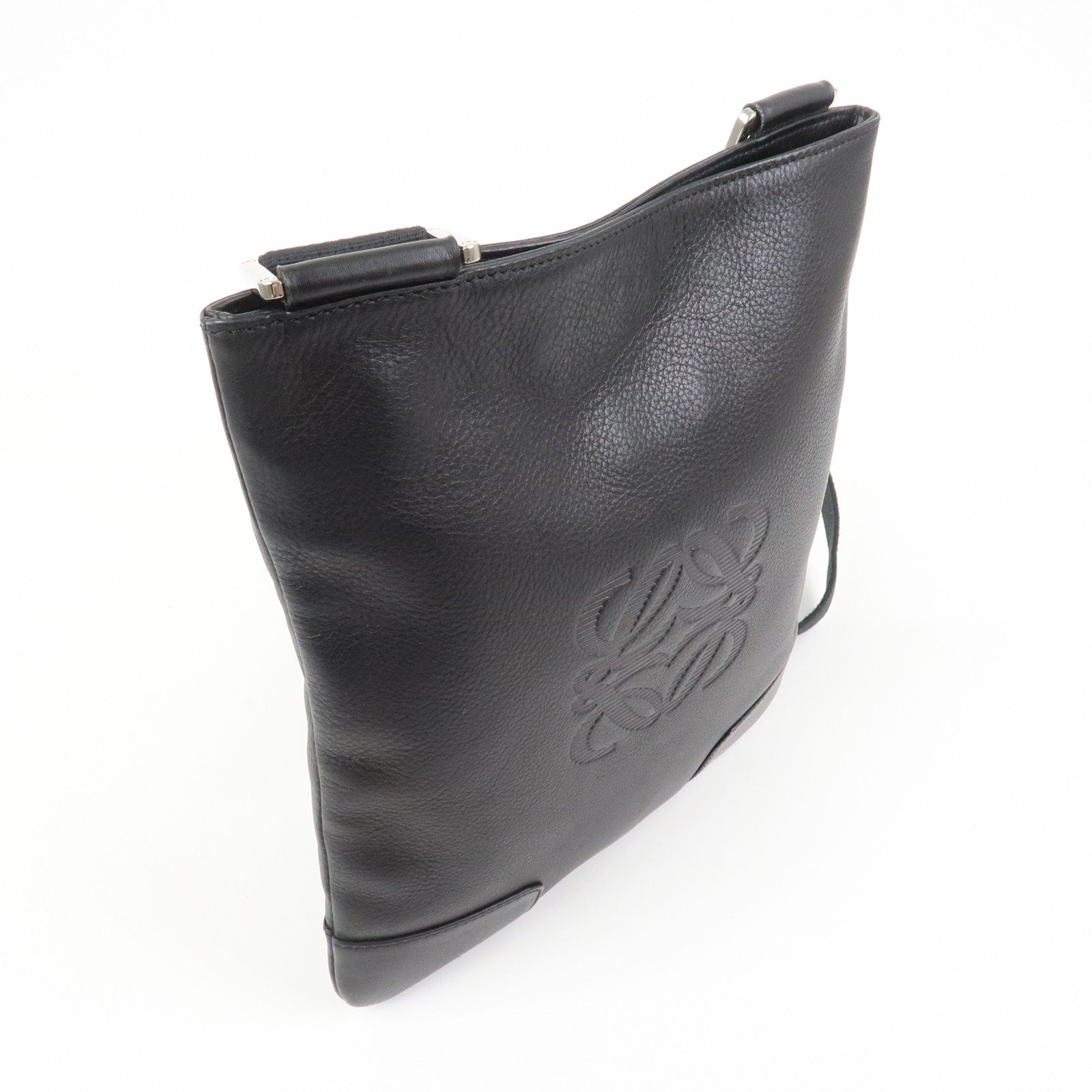 LOEWE Anagram Leather Shoulder Bag Crossbody Bag Black