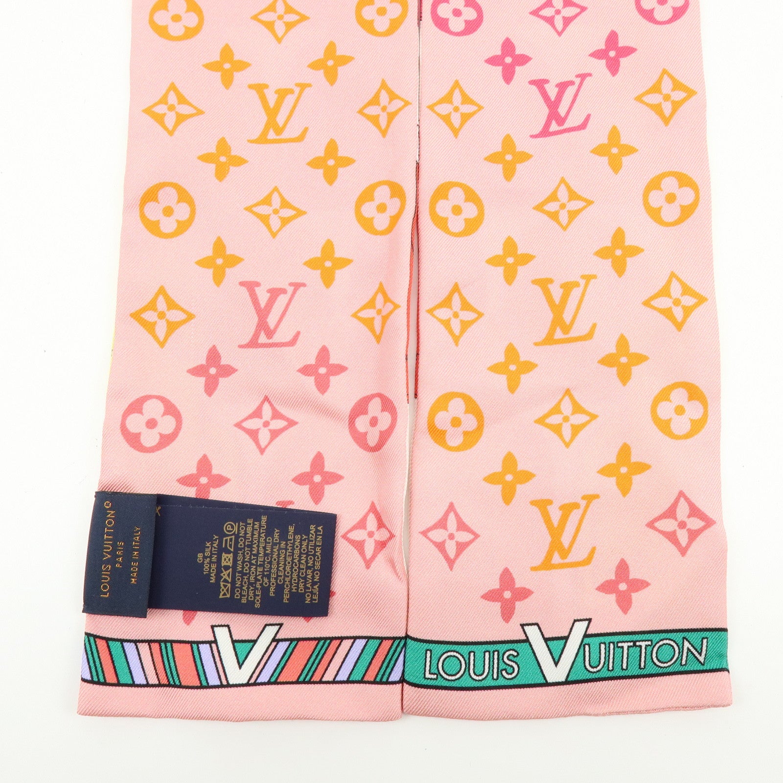 Louis Vuitton Monogram Silk 100% Bandeau My LV Tags Scarf M77677