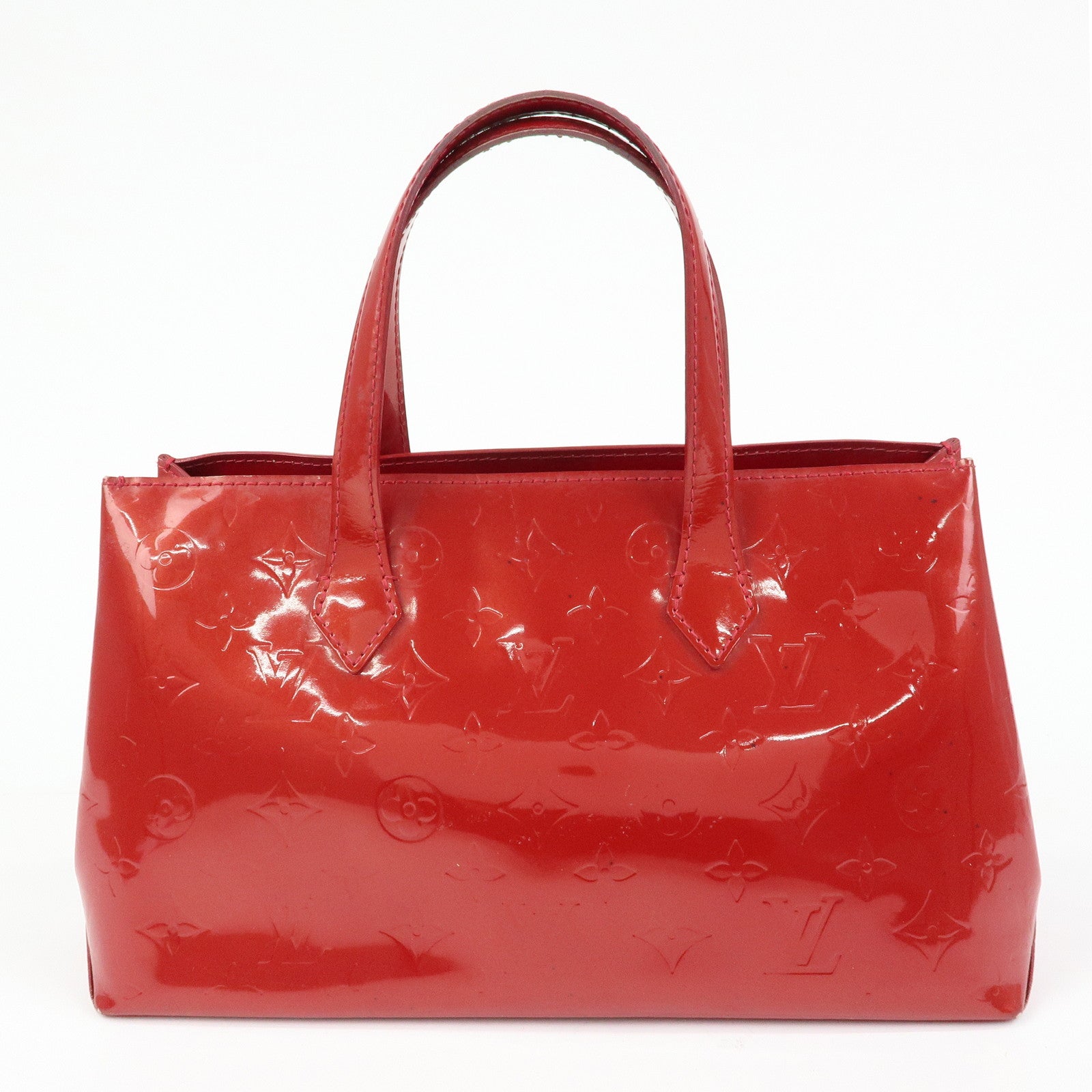 Louis Vuitton Monogram Vernis Wilshire PM Hand Bag Red M93642