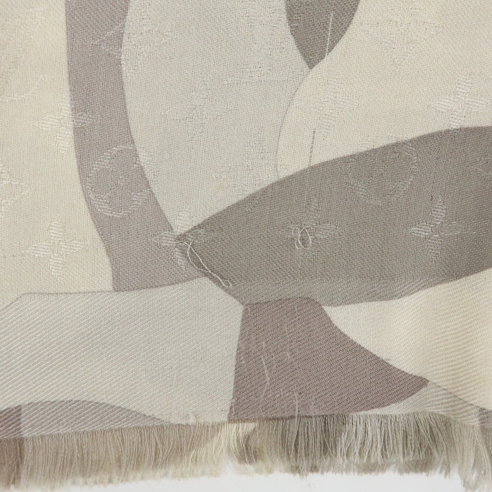 Louis Vuitton Monogram Silk Wool Shawl Scarf Camouflage Gray M75397