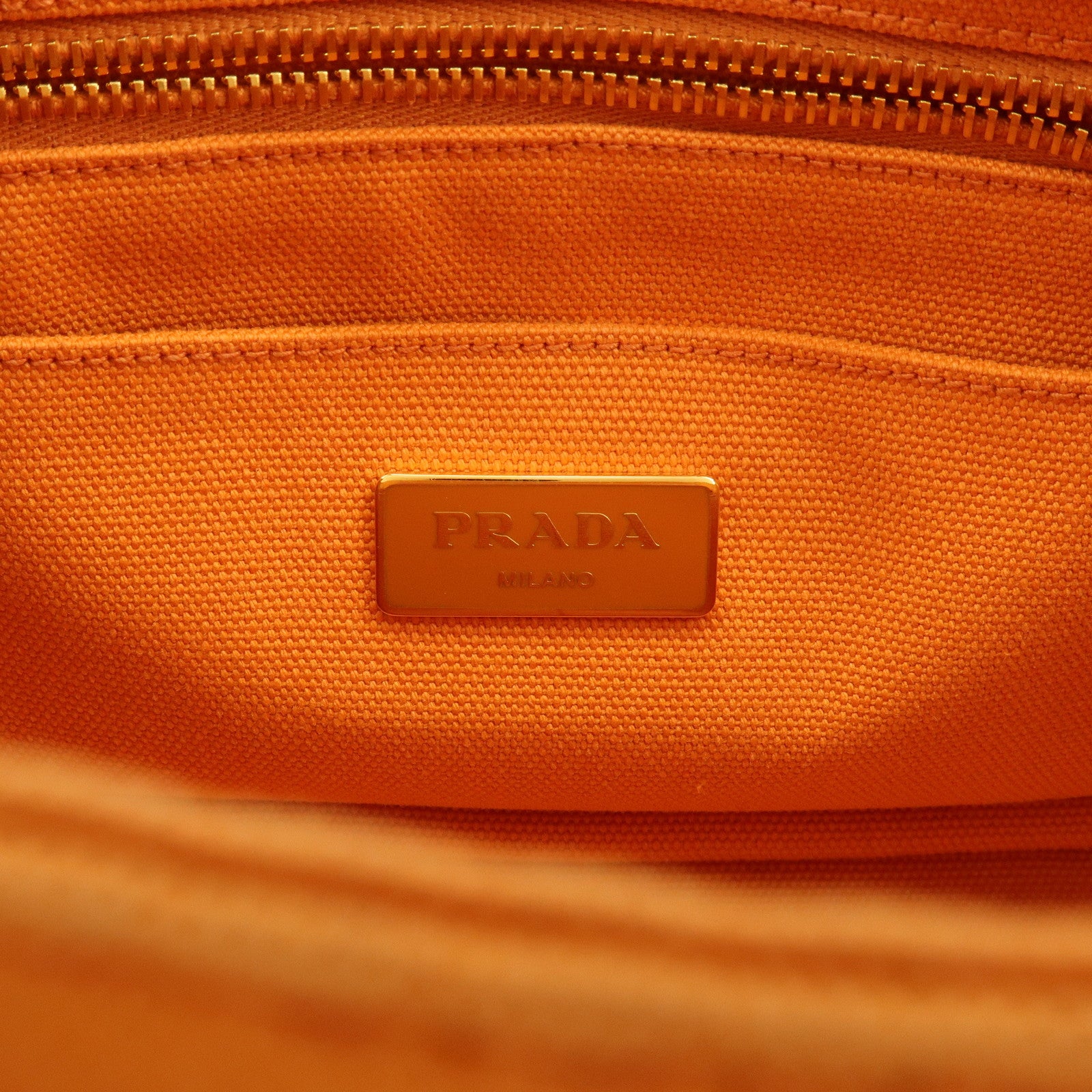 PRADA Canapa Mini Canvas Tote Bag Hand Bag BN2439 Orange
