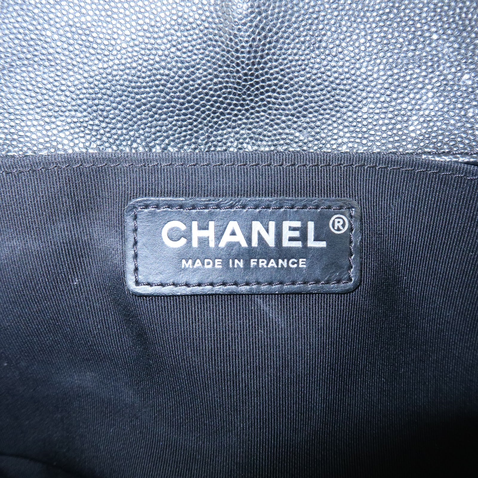 CHANEL Boy Chanel Caviarskin Chain Shoulder Bag Crossbody Bag Black