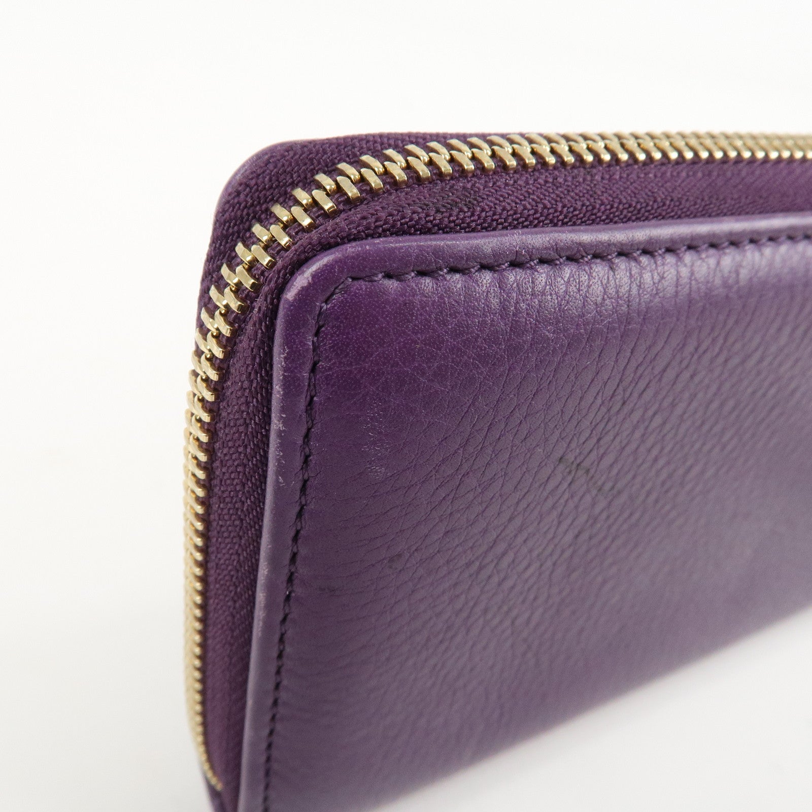 GUCCI SOHO Leather Zip Around Long Wallet Purple Used