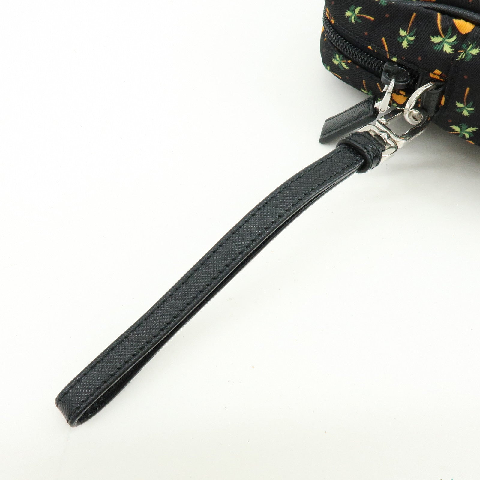 PRADA Triangle Logo Nylon Saffiano Leather Cosmetic Pouch 2NE007