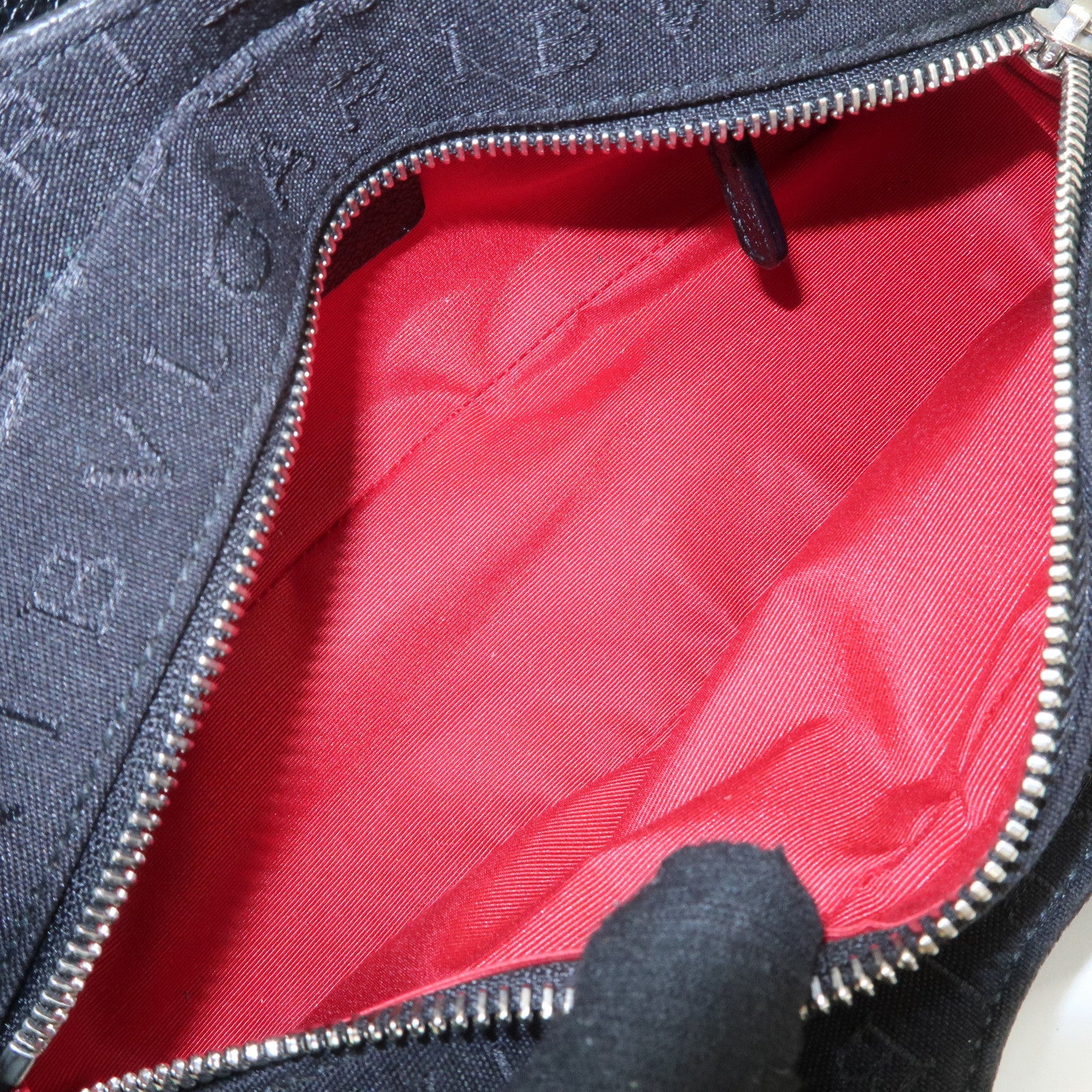 BVLGARI Logo Maniac Canvas Leather Shoulder Bag Black Used