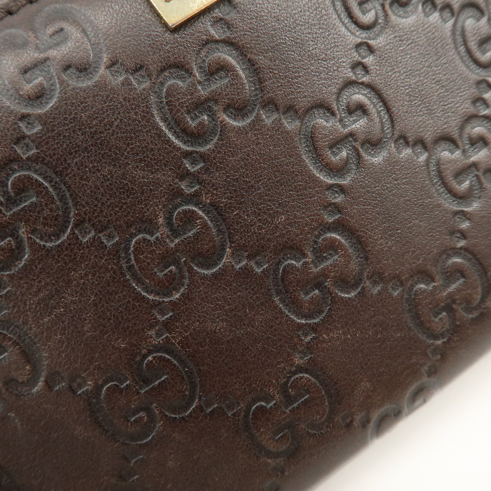 GUCCI Guccissima Leather Round Zippy Long Wallet Dark Brown 112724