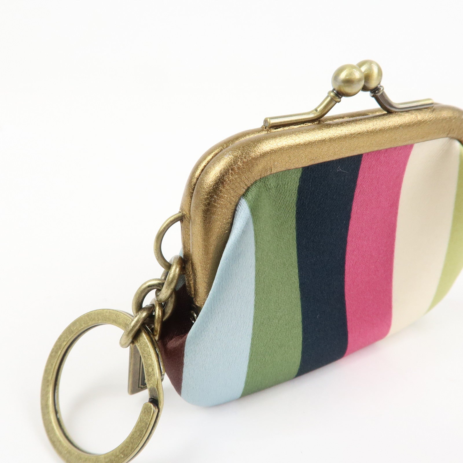 COACH Satin Canvas Set Of 2 Coin Case Card Case Beige Multicolor