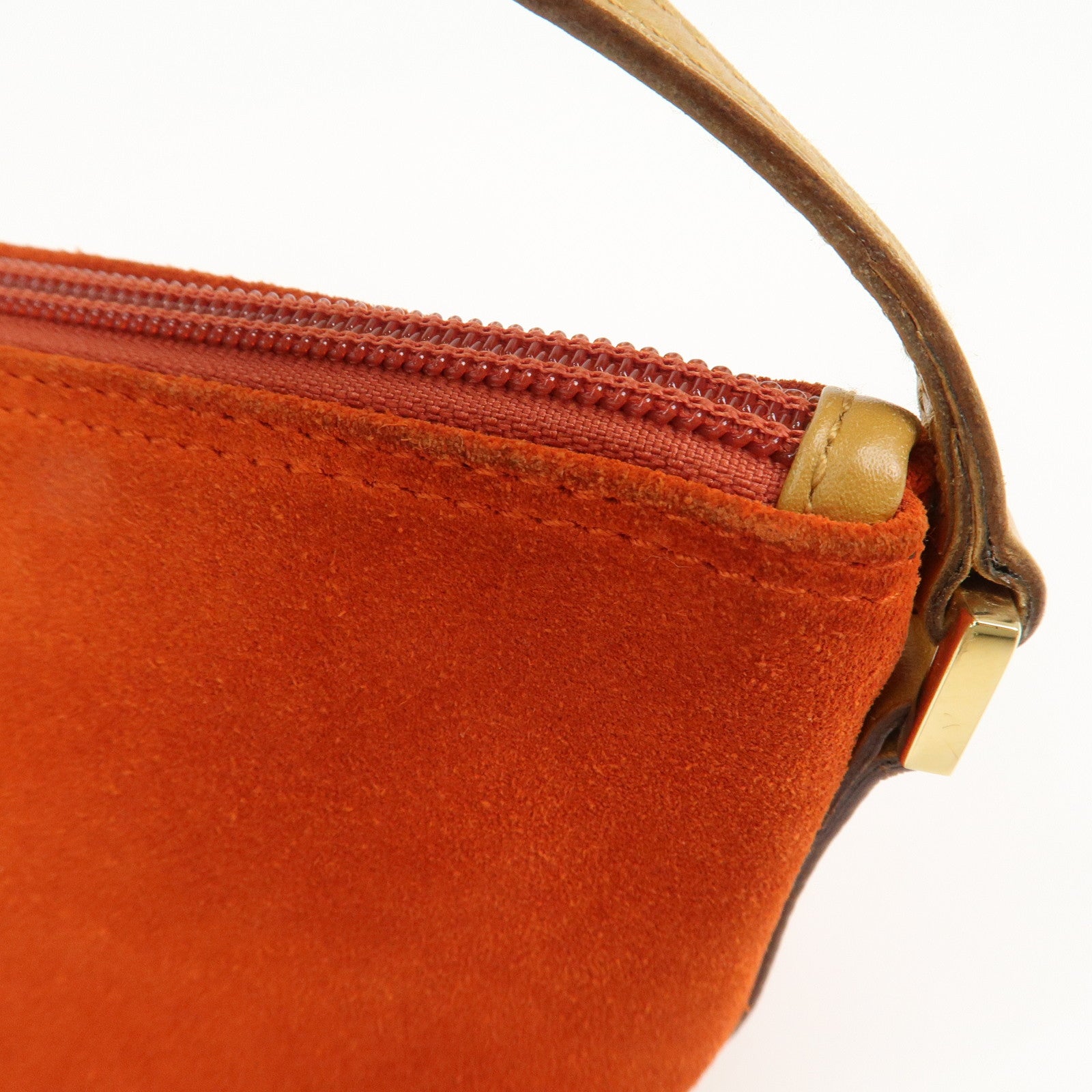 GUCCI Suede Leather Accessory Pouch Hand Bag Orange 039.1103