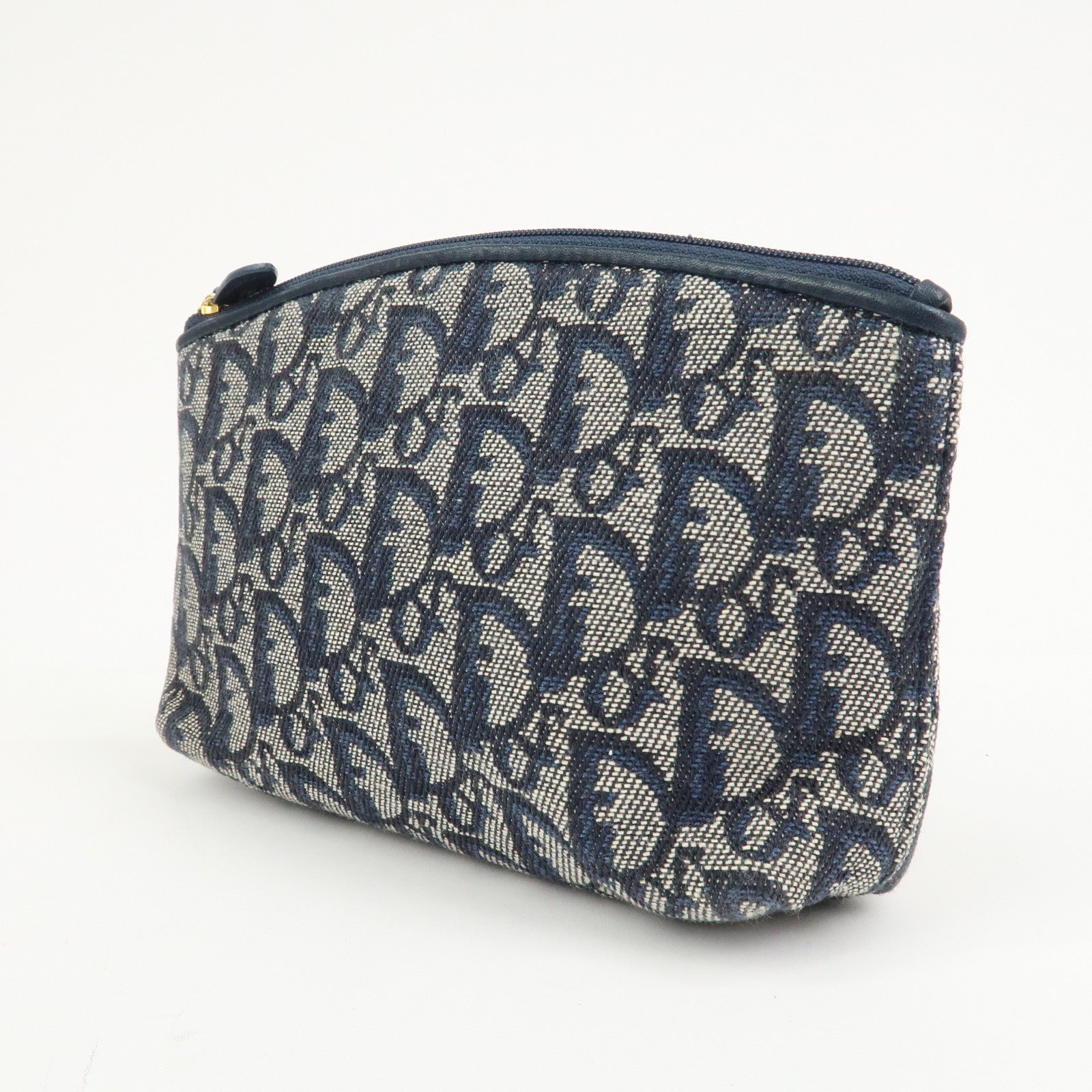 Christian Dior Trotter Canvas Leather Pouch Cosmetic Pouch Navy