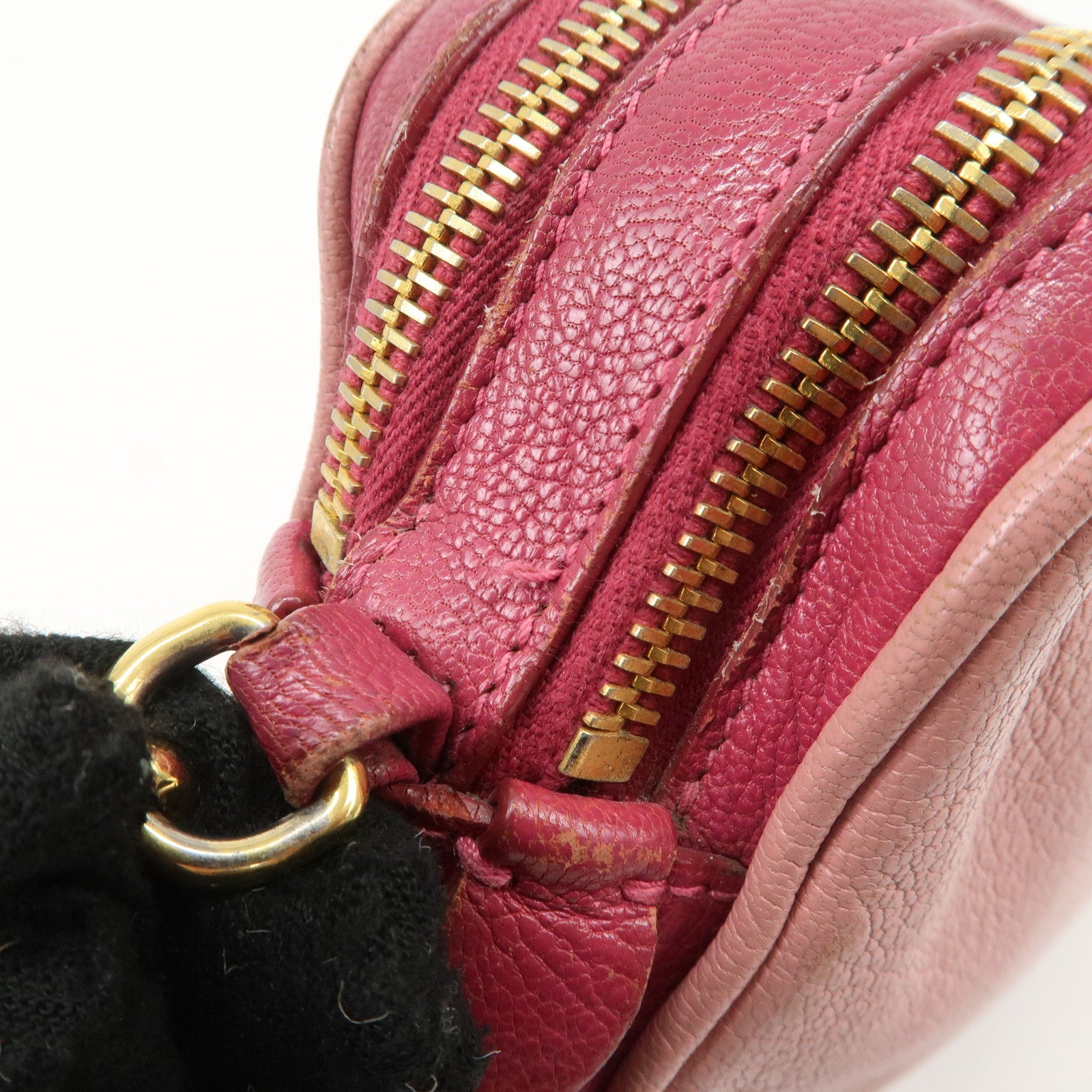 MIU MIU MADRAS BICOLORE Leather Shoulder Bag Crossbody Bag Pink Used