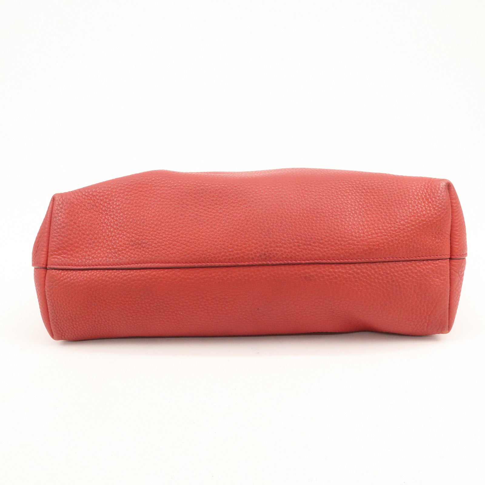 PRADA Triangle Logo Leather 2Way Tote Bag Shoulder Bag Red BN1713