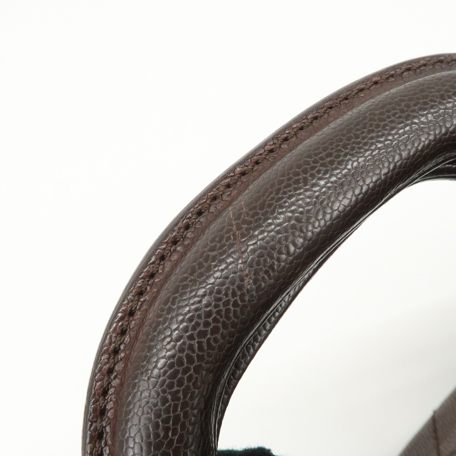 CHANEL COCO Mark Matelasse Caviar Skin Boston Bag Brown Gold HDW Used