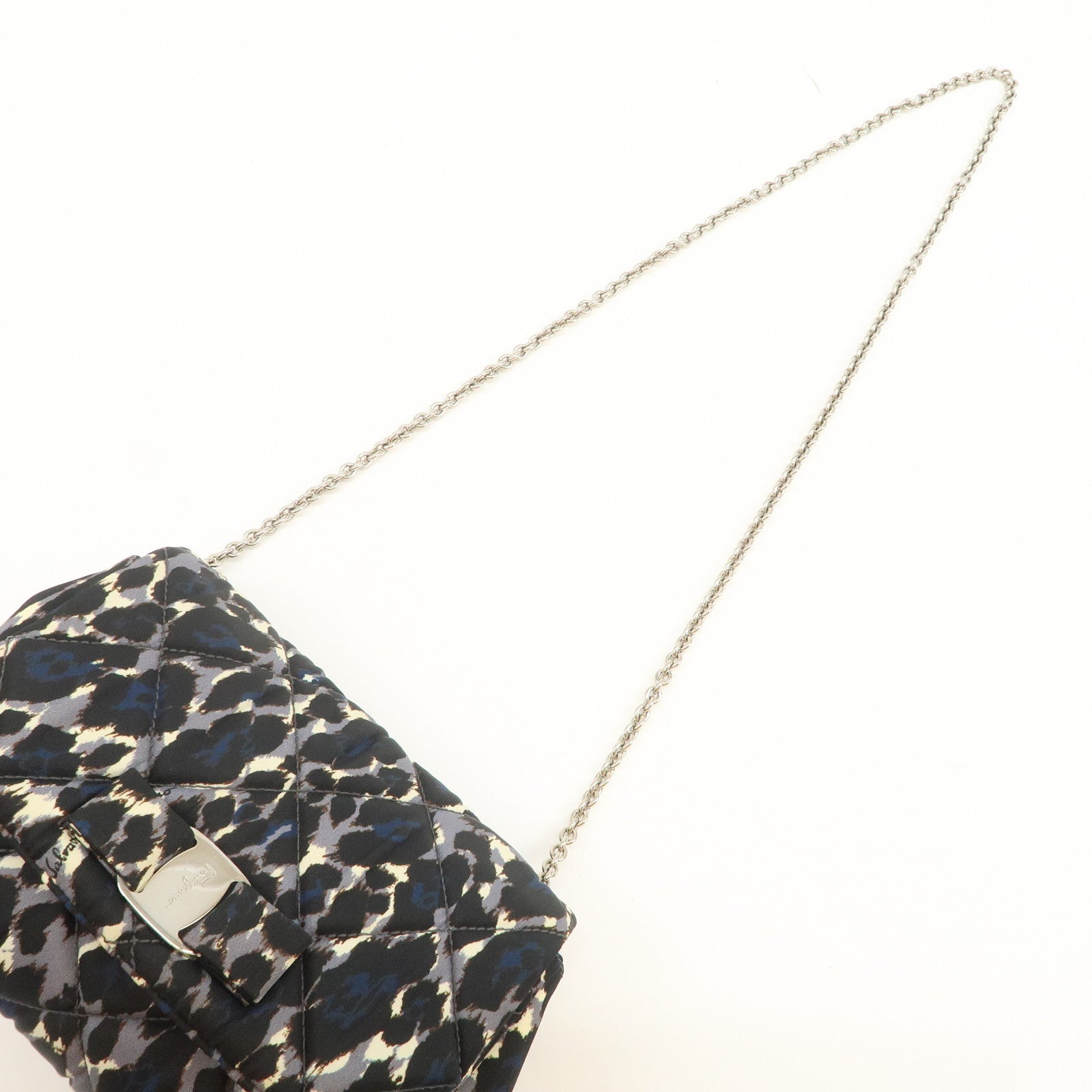 Ferragamo Vara Ribbon Nylon Shoulder Bag Crossbody Bag Black Blue