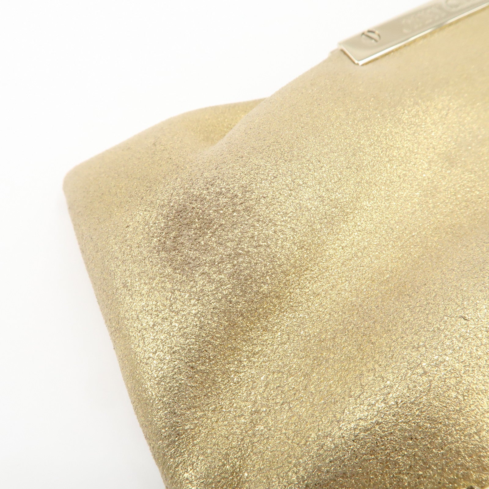 JIMMY CHOO Leather Mini Chain Shoulder Bag Rhine Stone Gold