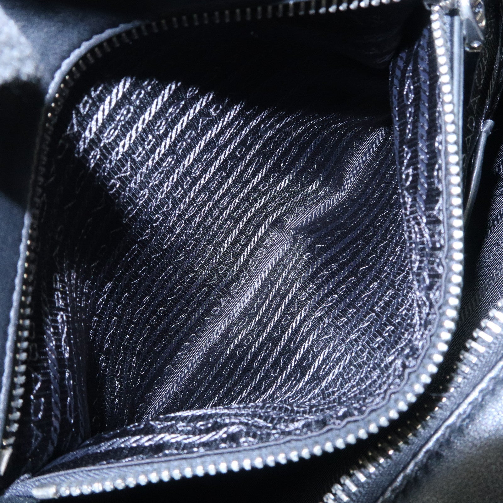 PRADA Triangle Logo Leather Boston Bag Shoulder Bag Black BR4998