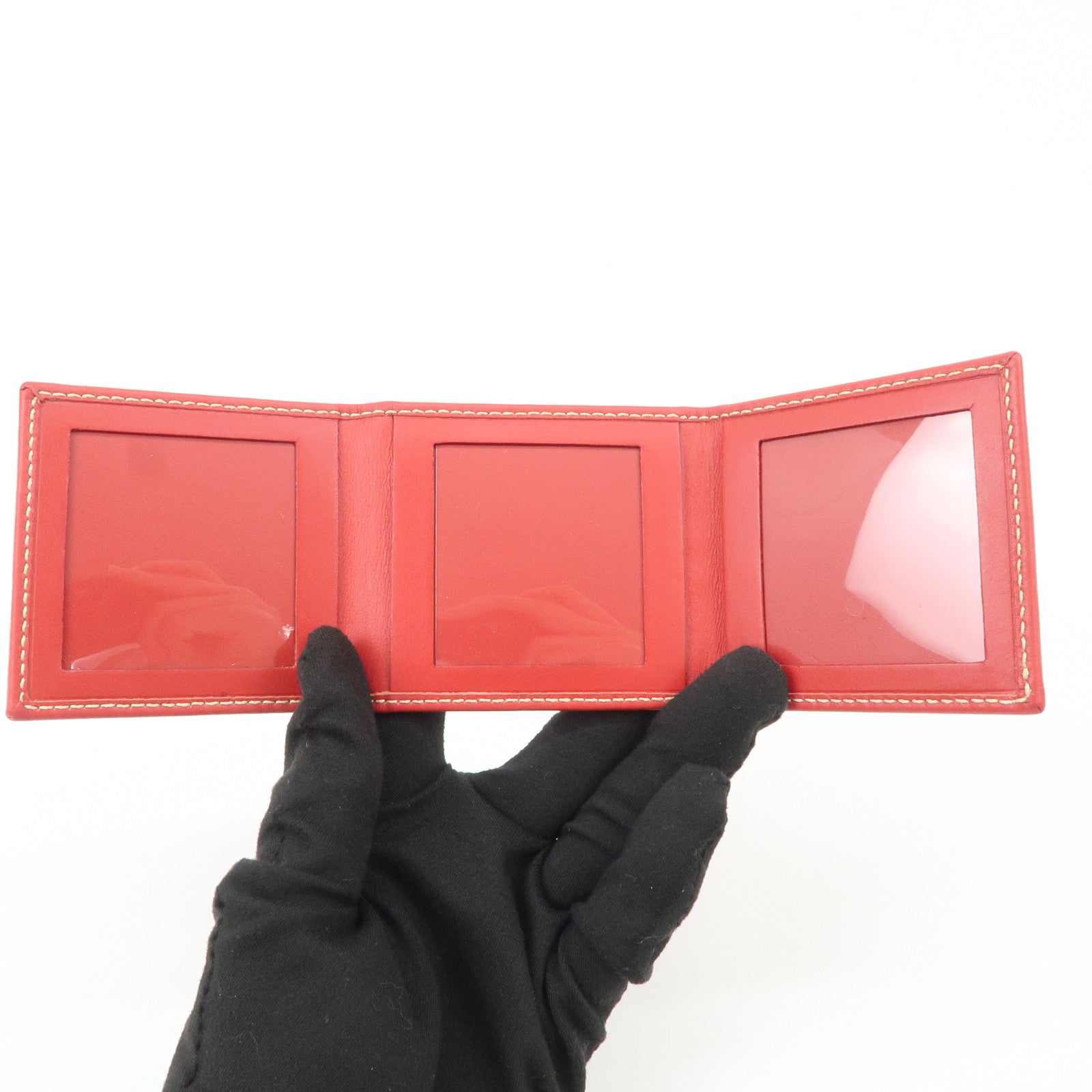 LOEWE Leather Tri-Fold Square Photo Case Red