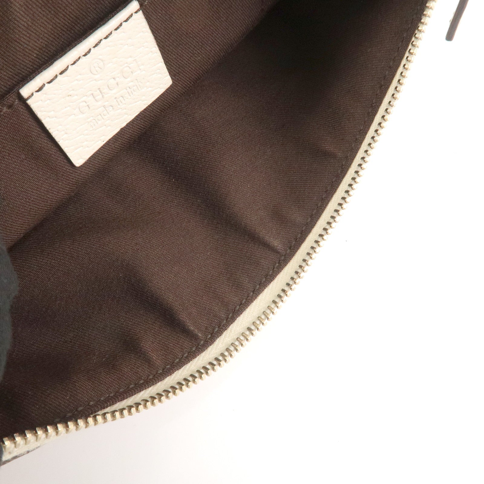 GUCCI Bamboo GG Canvas Leather Cosmetic Pouch Clutch Beige 159913