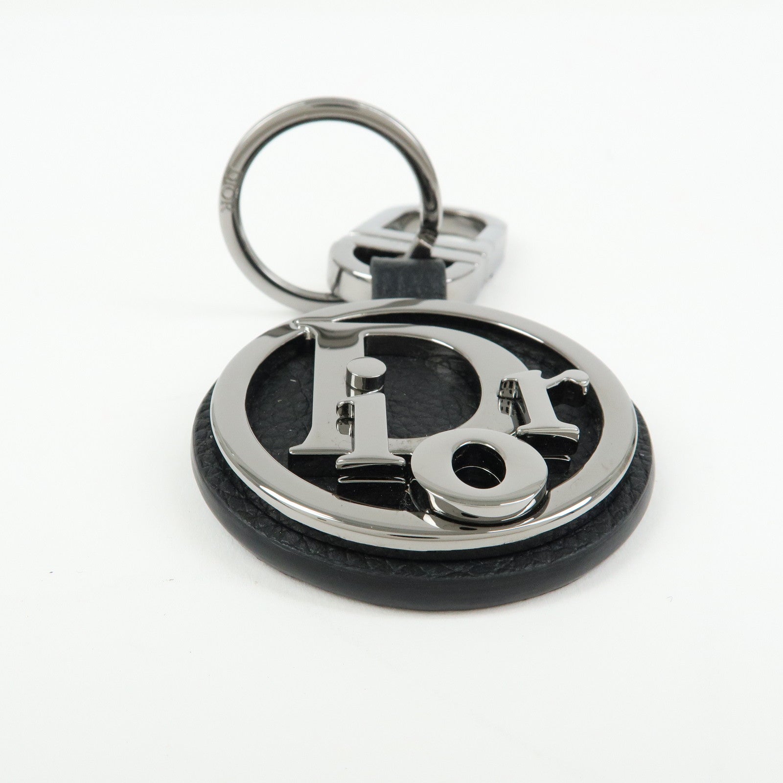 Christian Dior Grained Calf Leather D-Touch Key Ring Bag Charm