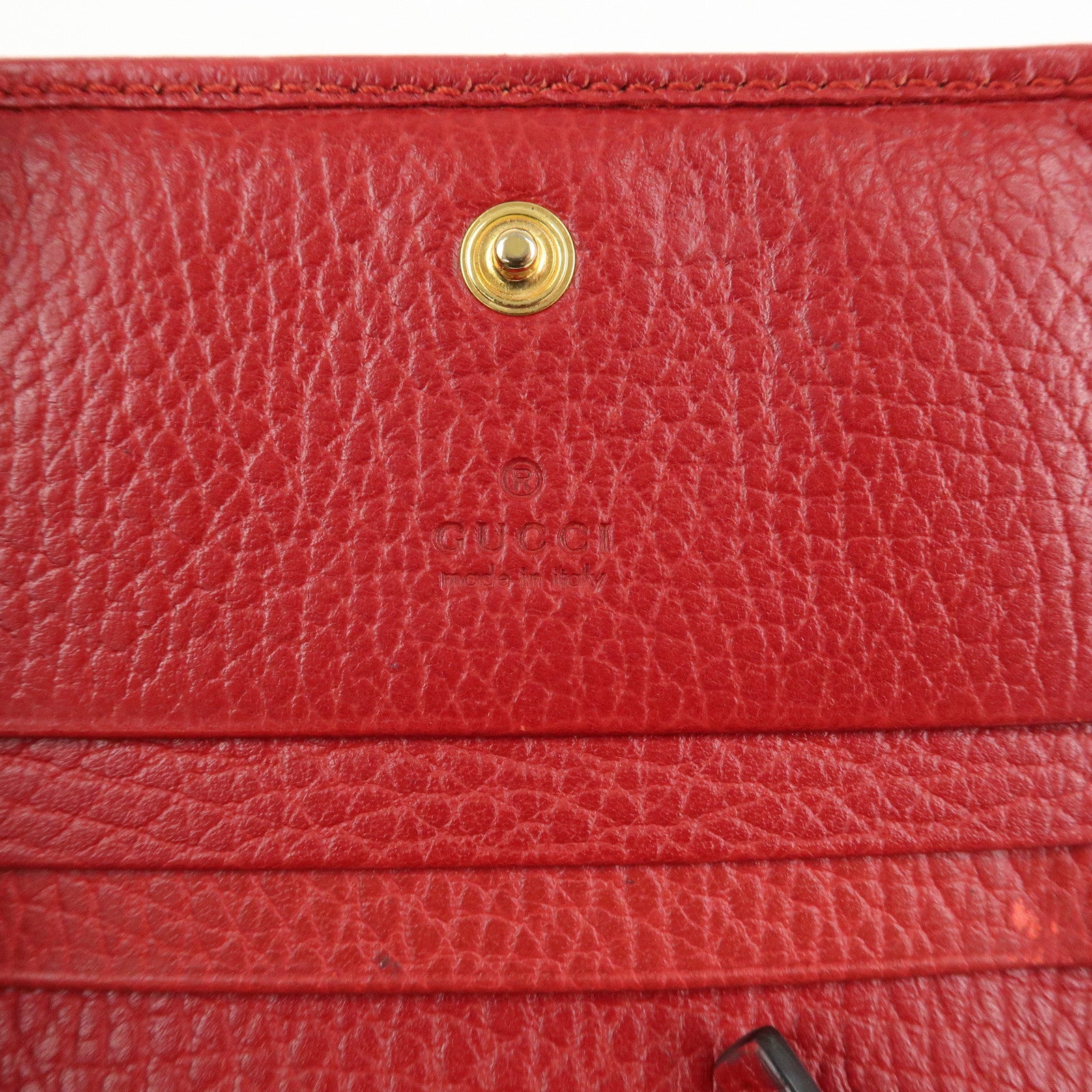 GUCCI GG Marmont Leather Bi-Fold Wallet Red 456126 Used