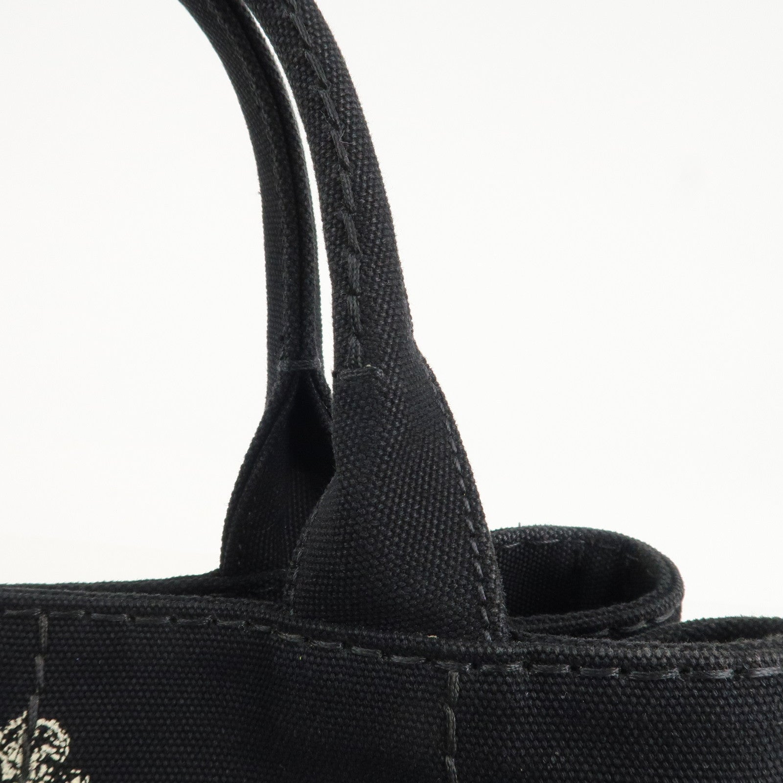 PRADA Canapa Mini Canvas 2Way Hand Bag Tote Bag Black 1BG439 Used