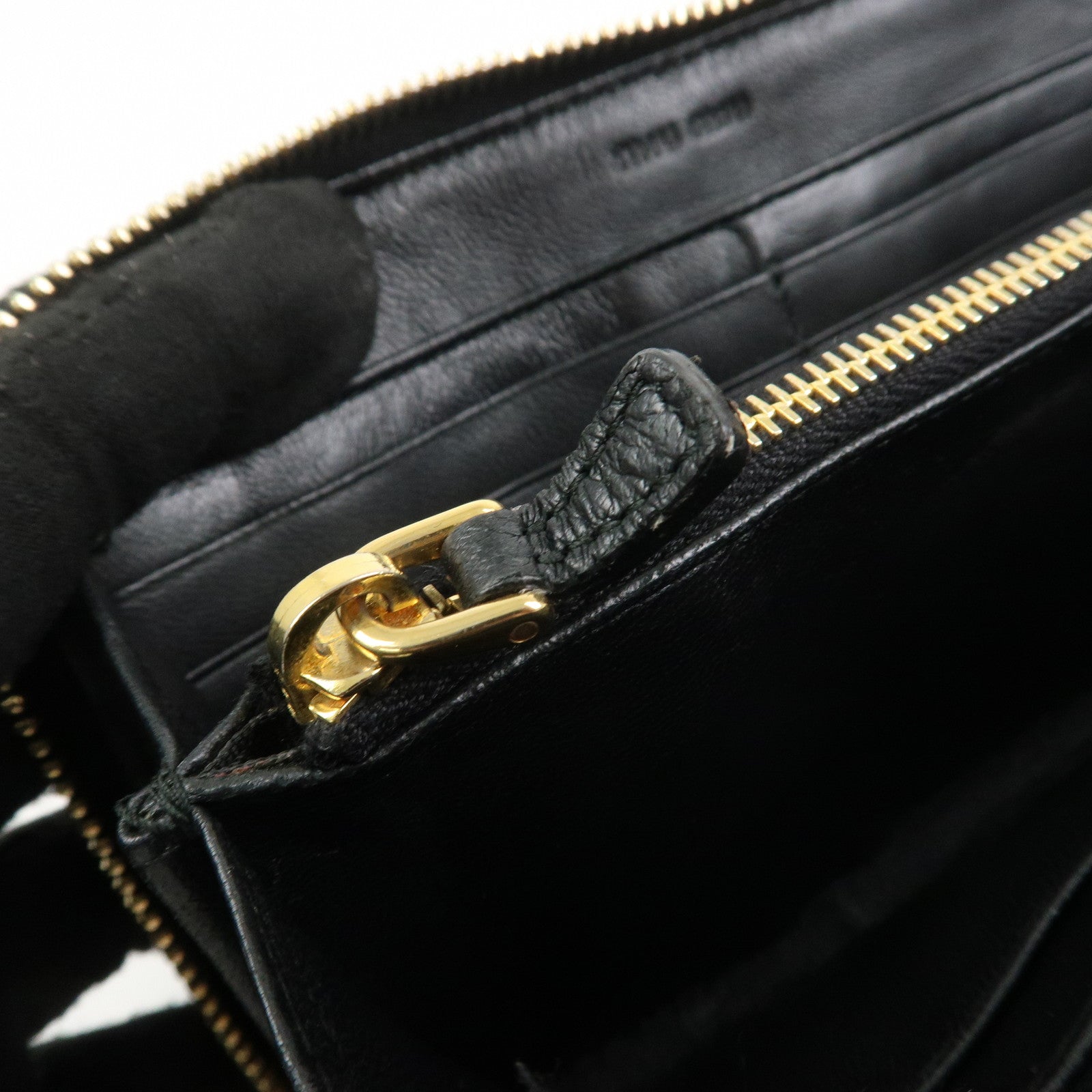 MIU MIU Matelasse Nappa Leather Zippy Long Wallet Black