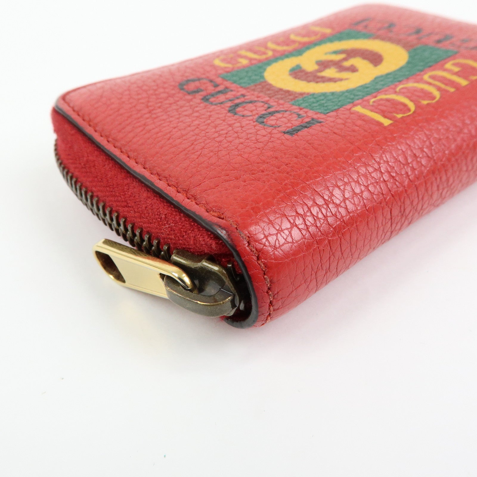 GUCCI Sherry Leather Web Line Card Case Coin Case Red 496319