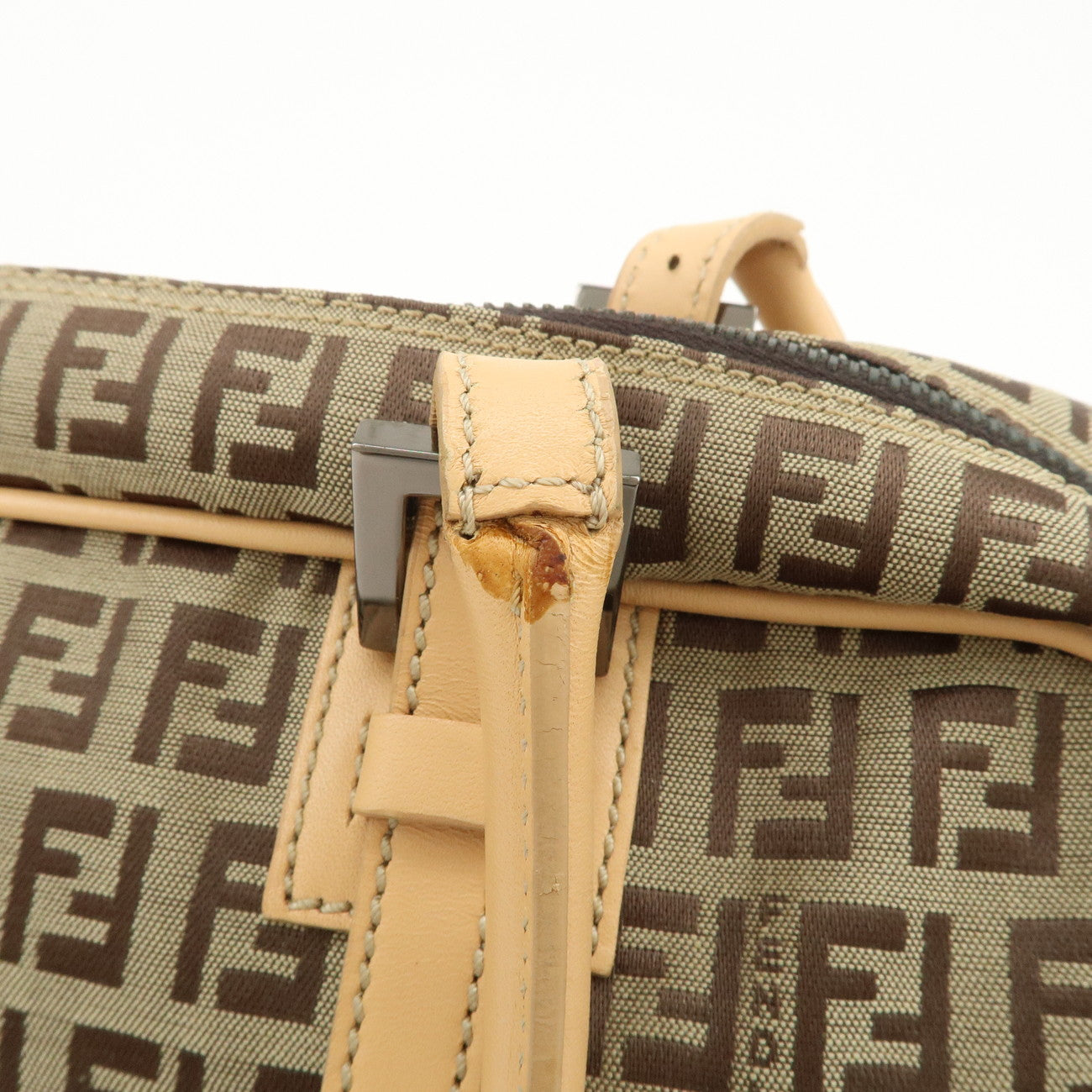 FENDI Zucchino Canvas Hand Bag Shoulder Bag Brown 8BN005