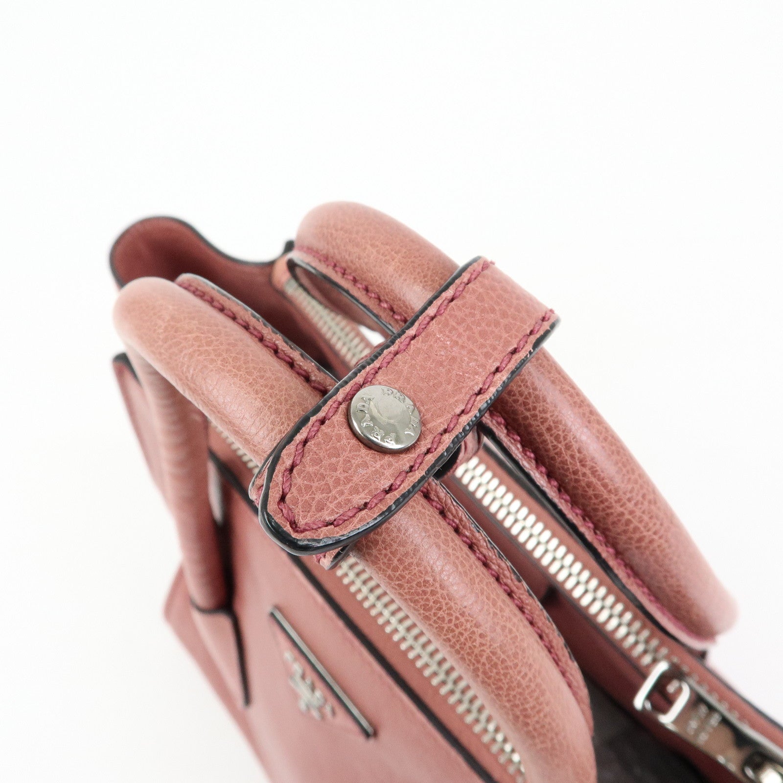 PRADA Triangle Logo Leather 2Way Bag Hand Bag Shoulder Bag Pink