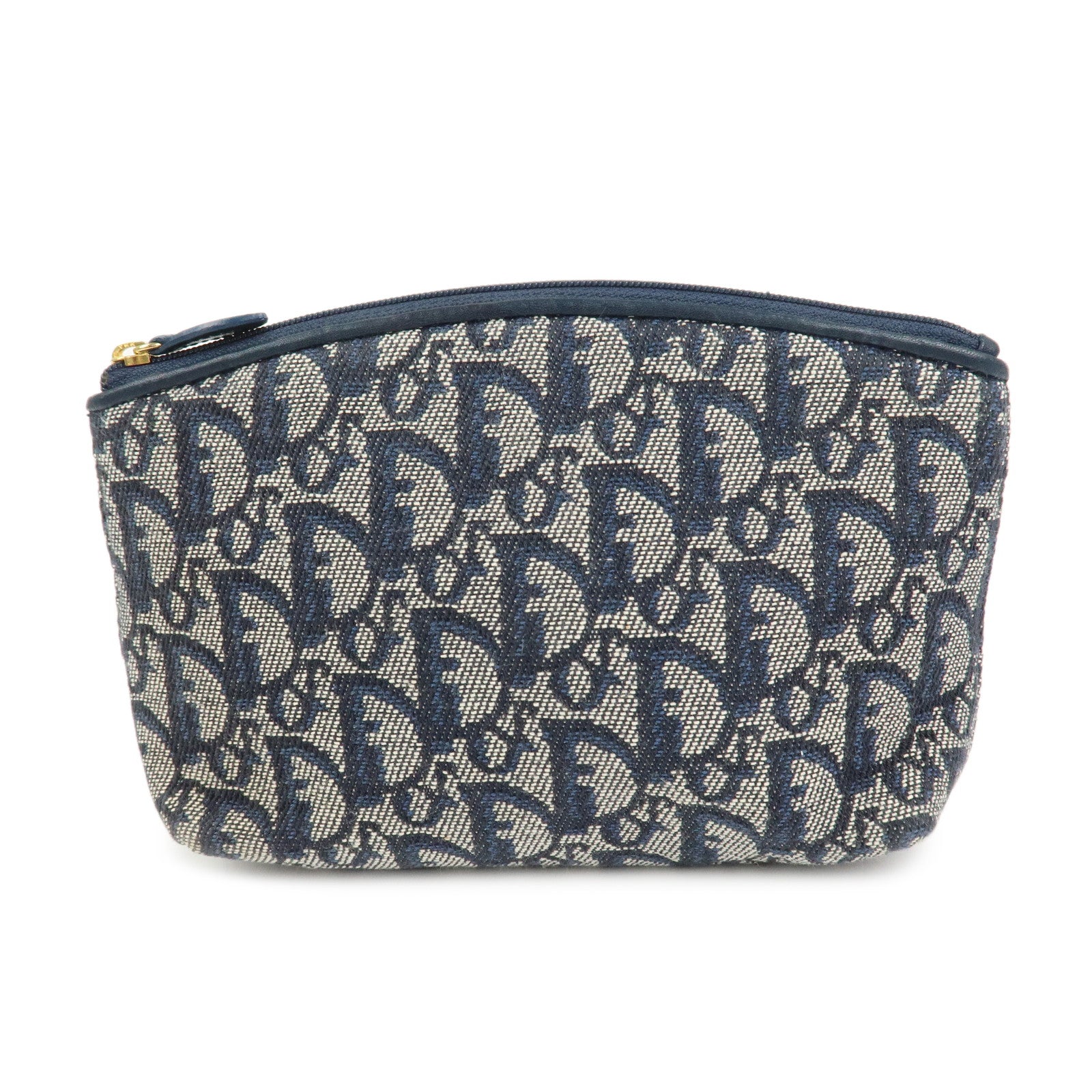 Christian Dior Trotter Canvas Leather Pouch Cosmetic Pouch Navy