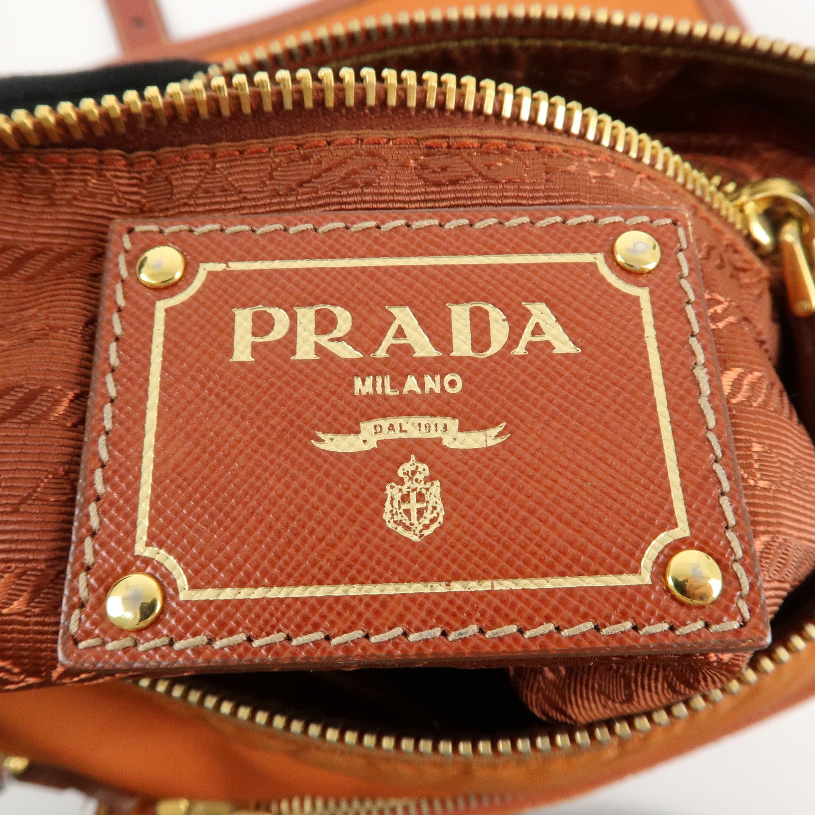 PRADA Logo Nylon Leather Shoulder Bag Crossbody Bag Orange BT0692 Used