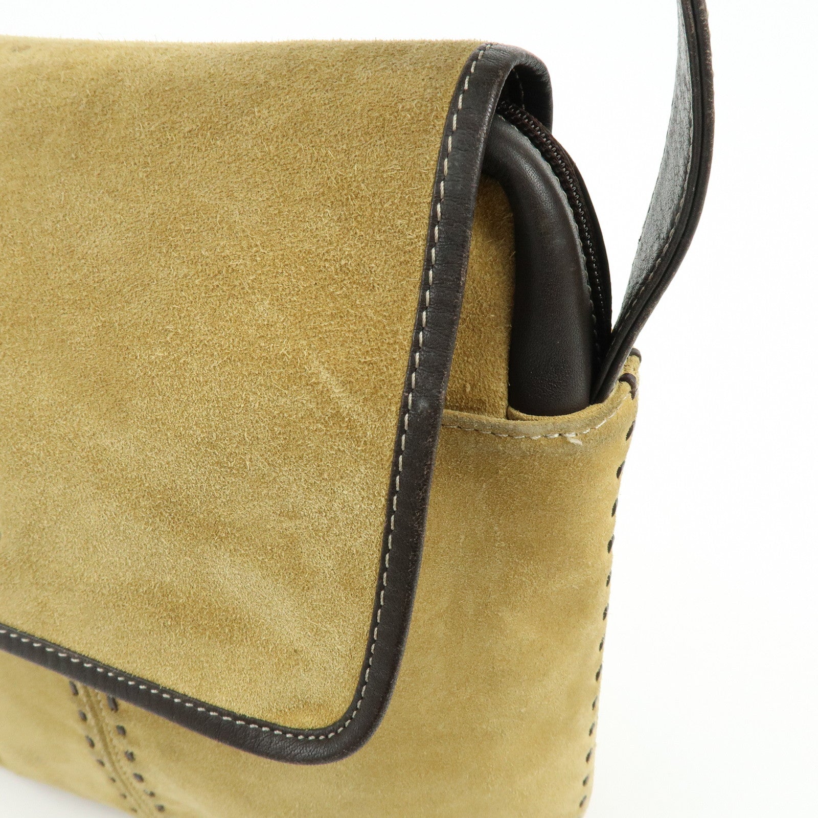 LOEWE Anagram Suede Leather Shoulder Bag Crossbody Bag Beige