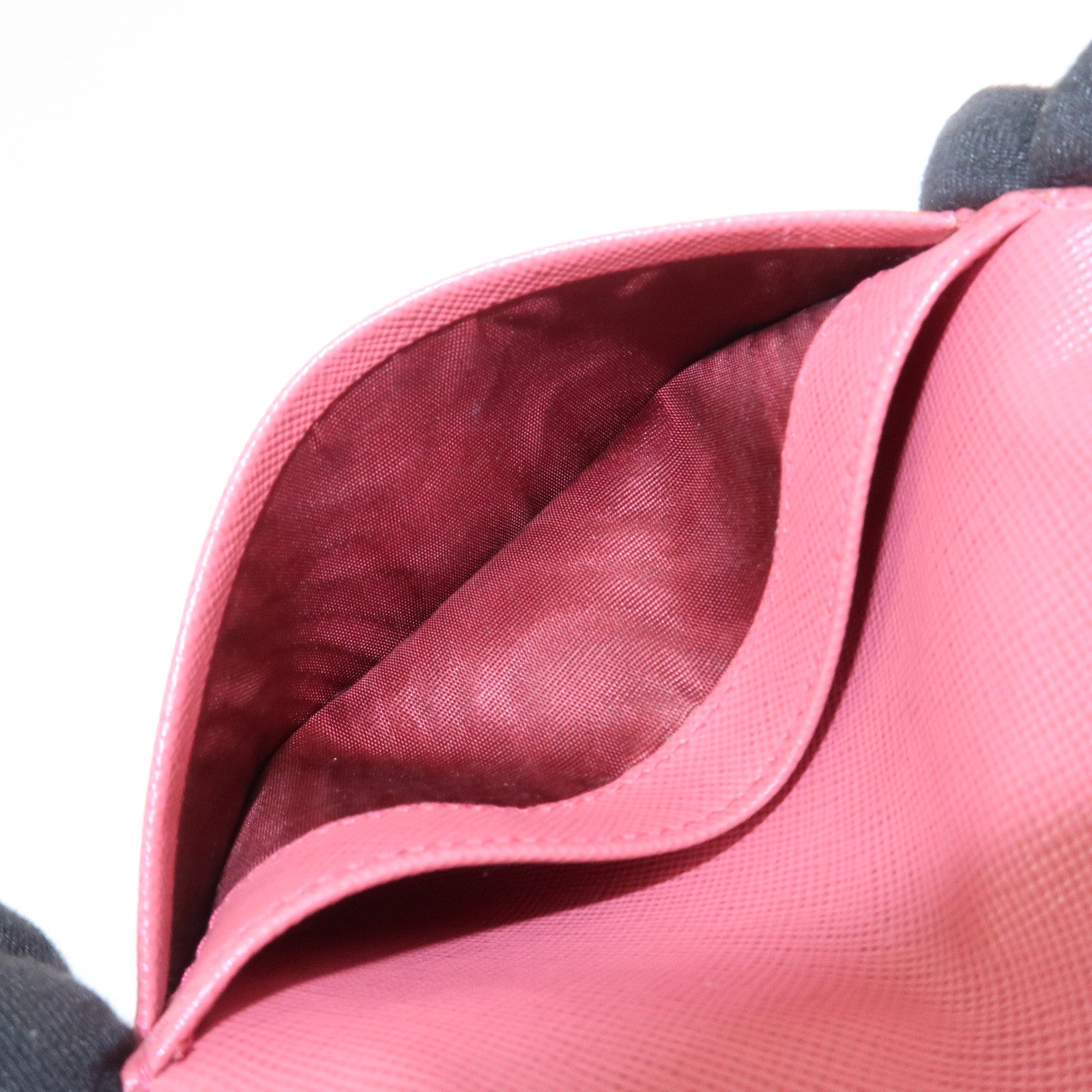 PRADA Logo Saffiano Leather Card Case Card Holder Pink 1M1362